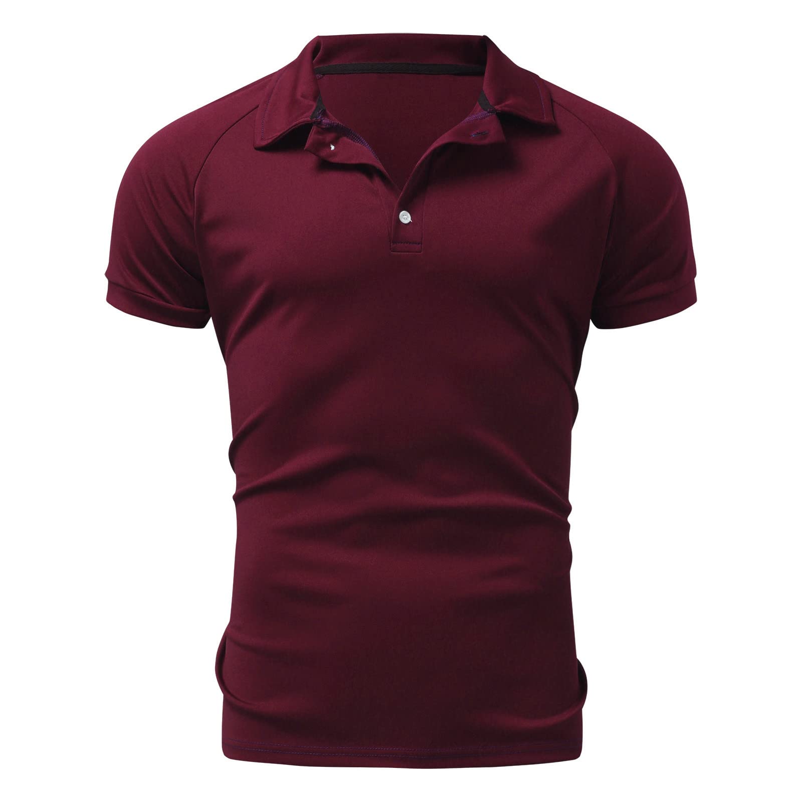 Men's Compression Business Polo Shirts - 1/4 Zip Button Down Dress Shirts for Outdoor & Office Wear - Breathable Short Sleeve Performance T-Shirt with Patchwork Design - Ideal for Golf, Business Casual & Summer Activities