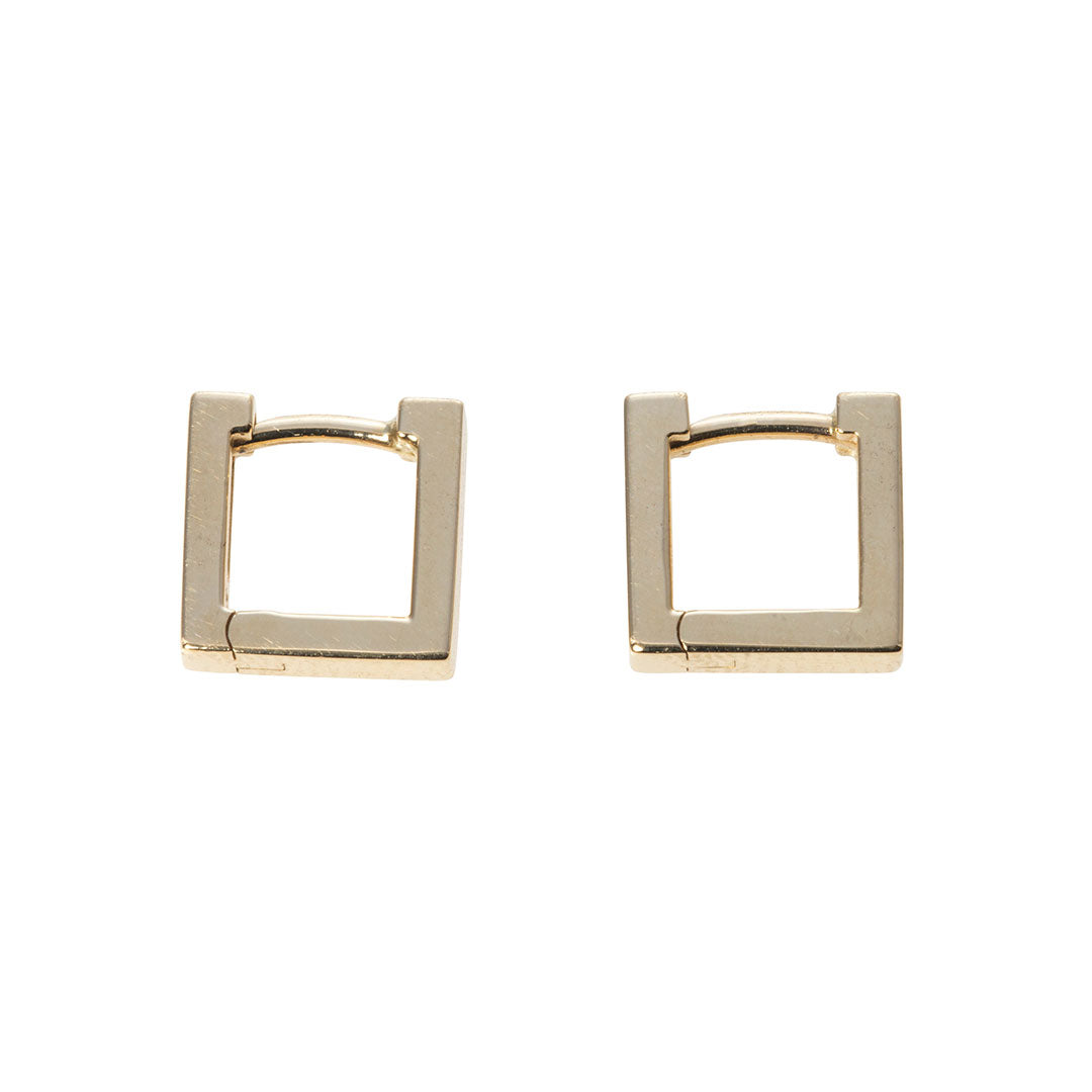 14K Yellow Gold 10mm Square Huggie Earrings for Women - Minimalist Everyday Hoop Earrings - Perfect for Work, Date Night & Special Occasions