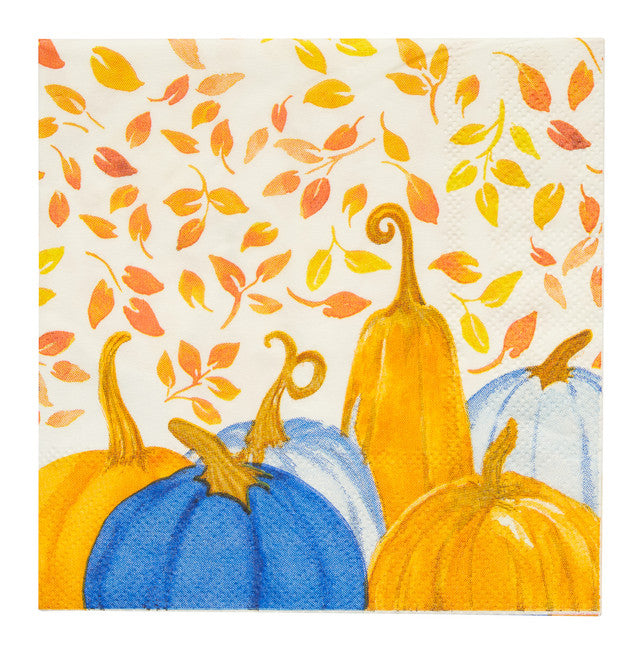 Premium Cocktail Napkins - Harvest Blues Design, Set of 20 | Elegant Drink Coasters for Parties, Weddings & Home Bar Decor