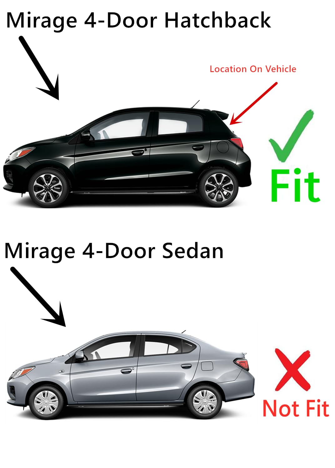 Heated Rear Window Glass Replacement for Mitsubishi Mirage 4-Door Hatchback 2014-2024 Models - Defrosting Back Tailgate Glass - Perfect for Winter Driving & Frost Removal