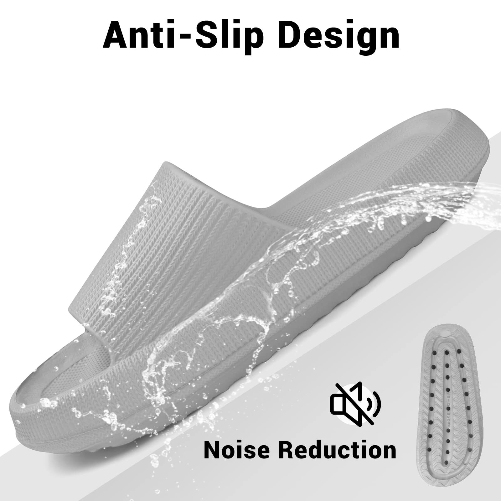 **VONMAY Cloud Slides for Men & Women - Quick Drying Pillow Slippers with Non-Slip Sole - Cushioned Thick Sole for Comfort & Support - Perfect for Shower, Pool, Beach & Indoor Use**