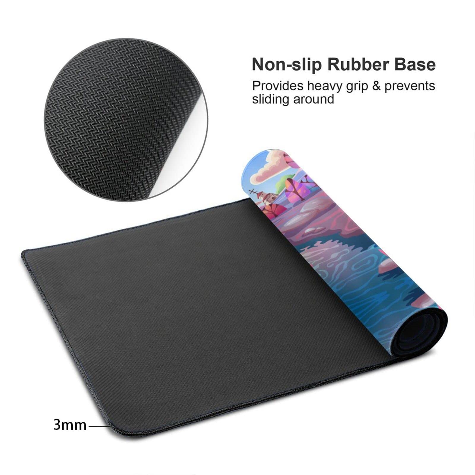 Fantasy Landscape Large Mouse Pad - Nature Themed Extended Gaming Mouse Mat with Non-Slip Base for PC, Computer, Office & Gaming Desk Setup - Perfect for MMORPG, FPS Games and Workstations