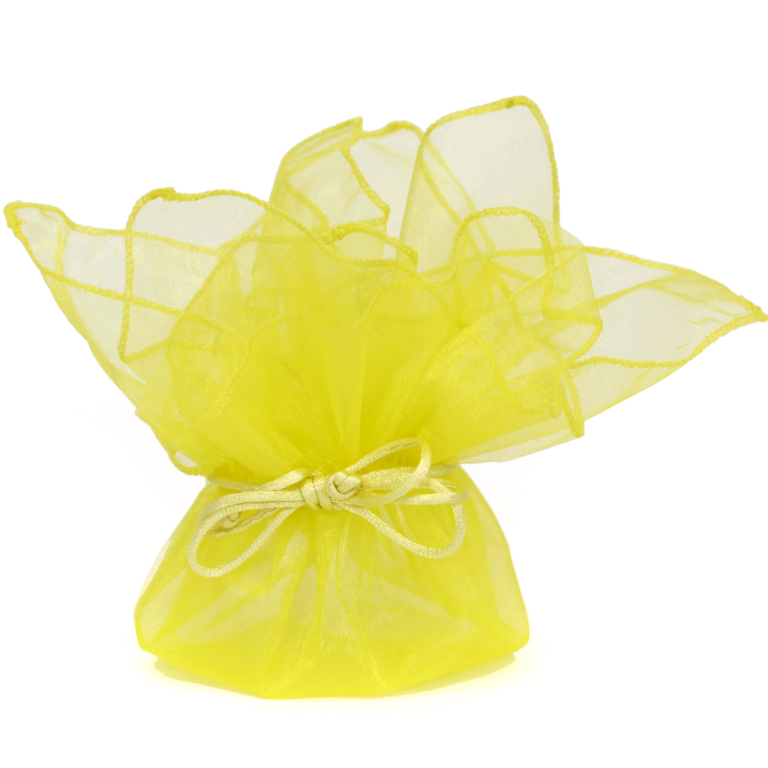 30 Pack Yellow Organza Gift Bags - Premium Designer Fabric Party Favors for Weddings, Baby Showers & Birthday Celebrations - Elegant Gift Packaging Pouches