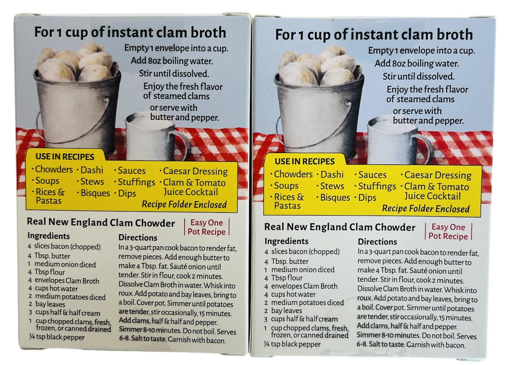 Premium St. Ours Clam Broth Chowder & Stock - 2 Boxes (4 Cups Total, 0.7 oz Each) | Rich Seafood Flavor for Soups, Stews & Cooking | Perfect for Chowders, Risottos & Seafood Dishes