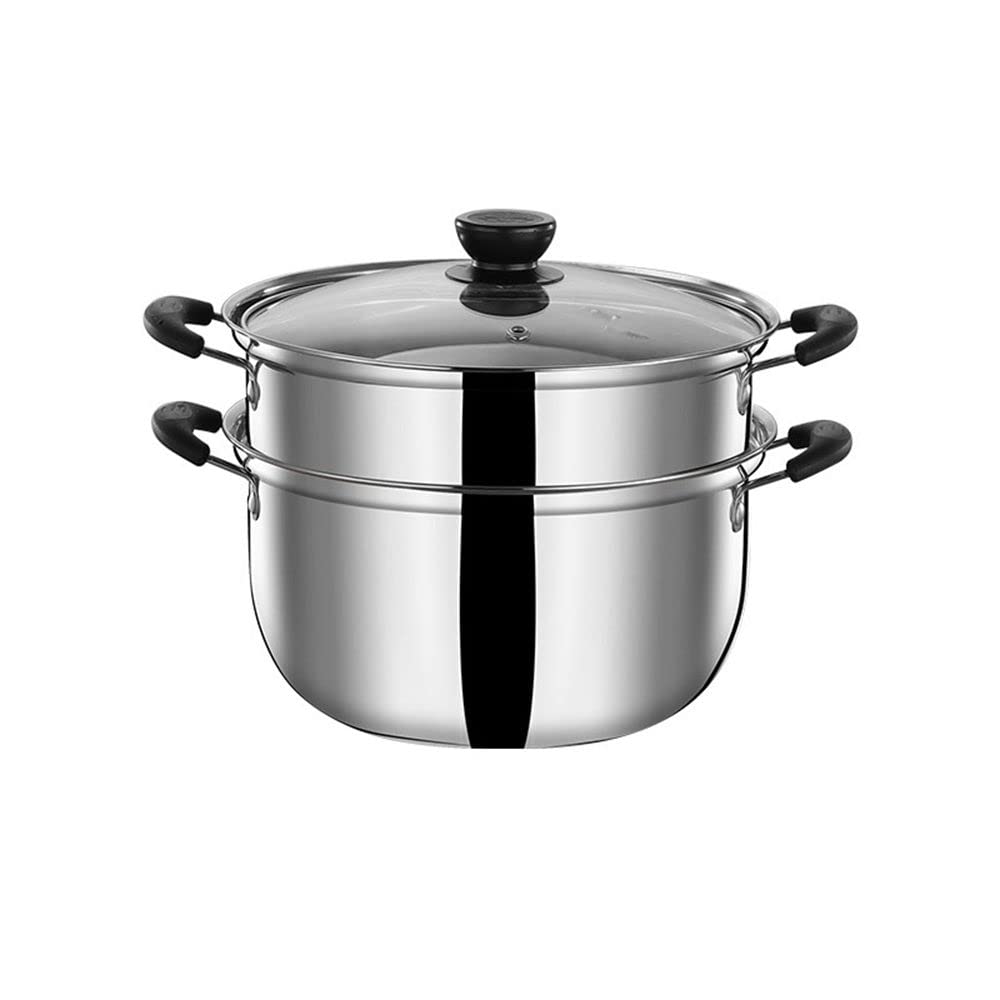 BAUT 20cm Stainless Steel Steamer Pot with Lid - Non Stick, Non Magnetic Double Handle Cookware for Soup, Stock & Steaming - Perfect for Kitchen Cooking, Meal Prep & Healthy Eating