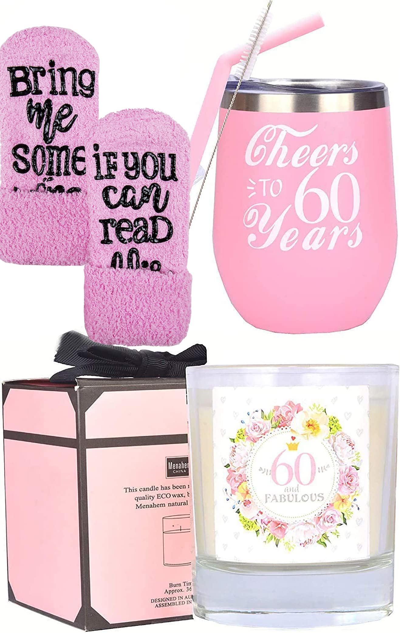 MEANT2TOBE 60th Birthday Gifts for Women - Insulated Tumbler Cup with Lid & Straw, Personalized 60 Year Old Birthday Present, Elegant 60th Birthday Party Decor - Perfect for Mom, Grandma, Wife & Friends Celebrations