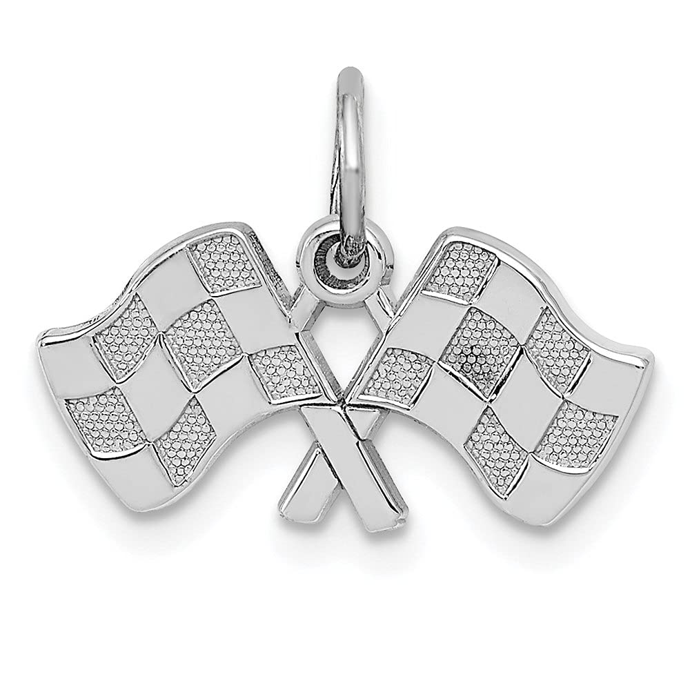 14k White Gold Checkered Flags Pendant for Women - Elegant Diamond2Deal Fine Jewelry - Perfect for Gifts, Parties, and Everyday Wear