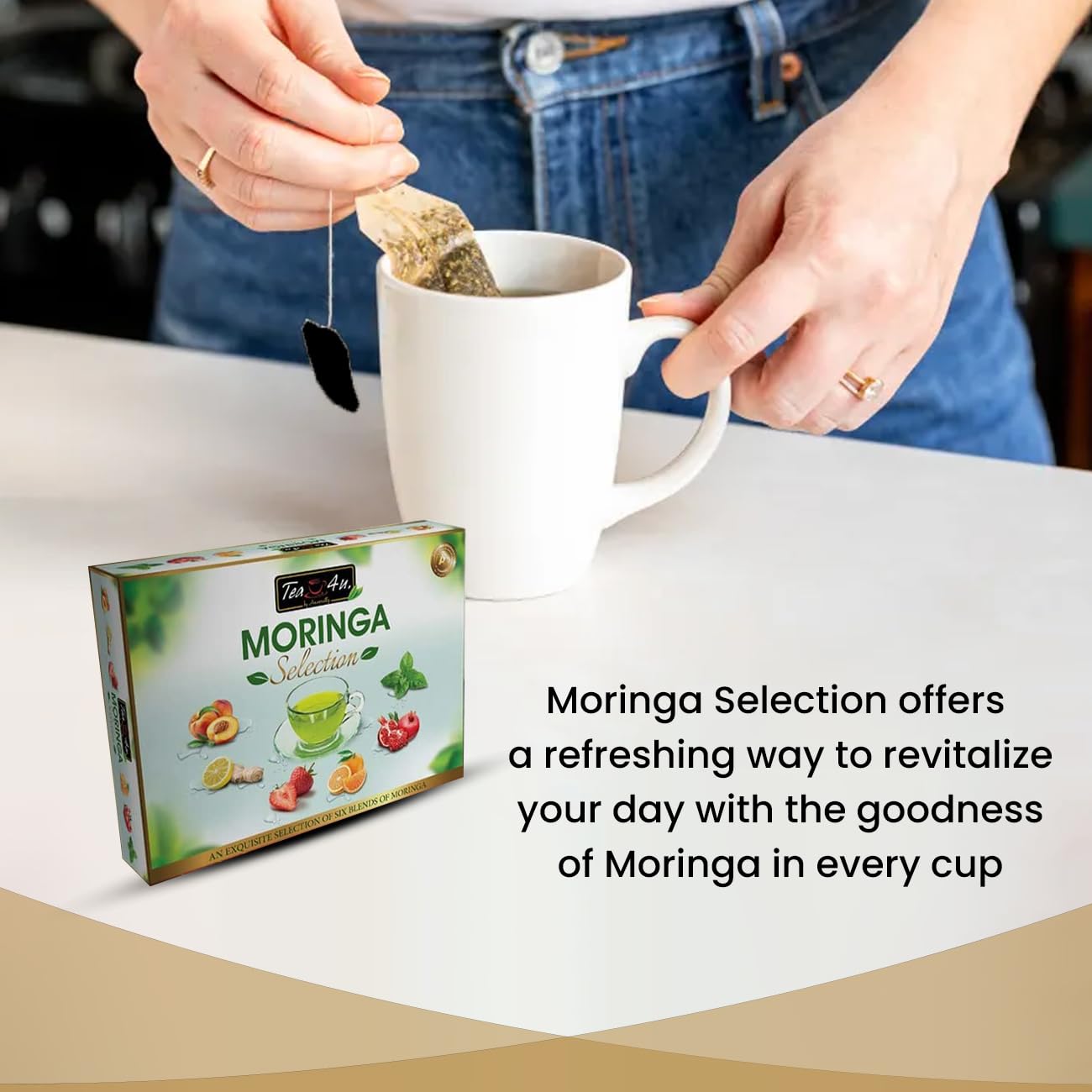 Organic Moringa Oleifera Energy Tea Bags - 25 Count, Natural Flavorful Blended Herbal Tea with Freshness & Distinct Taste | Boost Energy, Focus & Wellness | Perfect for Morning, Afternoon & Office Use