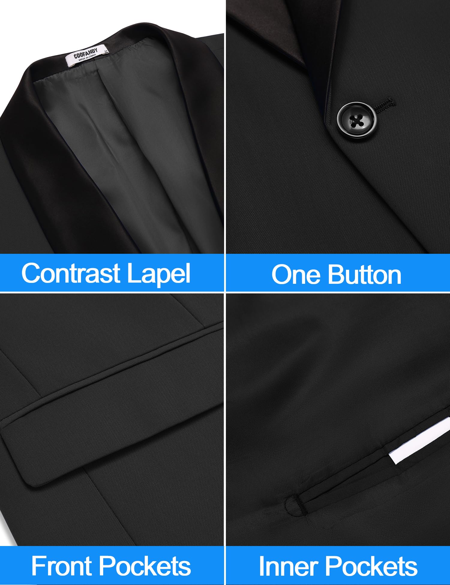COOFANDY Men's Slim Fit Tuxedo Blazer Jacket for Wedding, Prom, Dinner & Party | Formal Business Suit Jacket | Perfect for Special Occasions, Evening Events & Office Wear