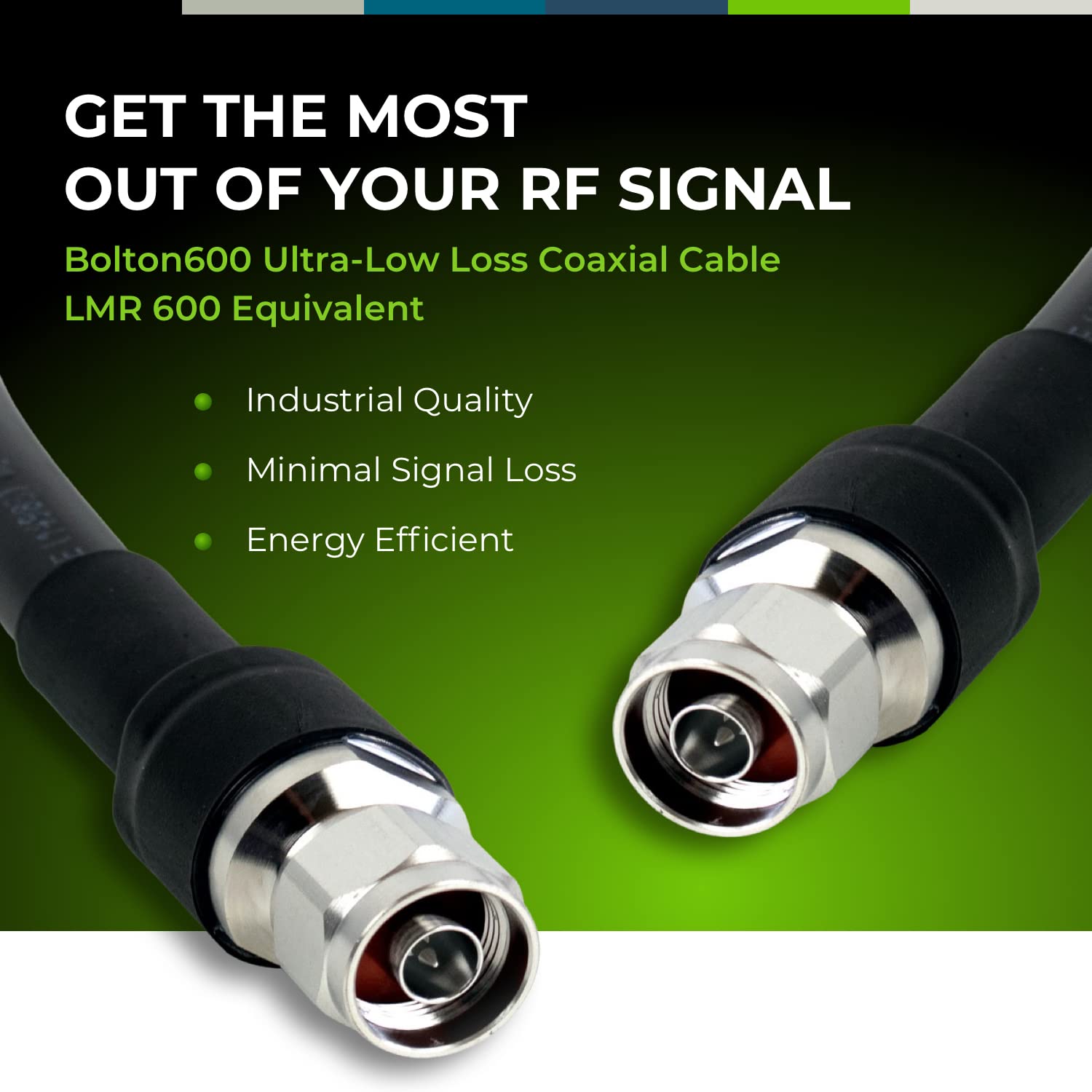 LMR®600 Equivalent Ultra Low-Loss Coaxial Cable - 50 Ohm Heavy Duty Flexible Outdoor Coax Cable for Home & Commercial Signal Booster Installations (75ft N-Male to N-Male) - Perfect for Cell Phone Repeaters, TV Antennas, and Wireless Network Extenders