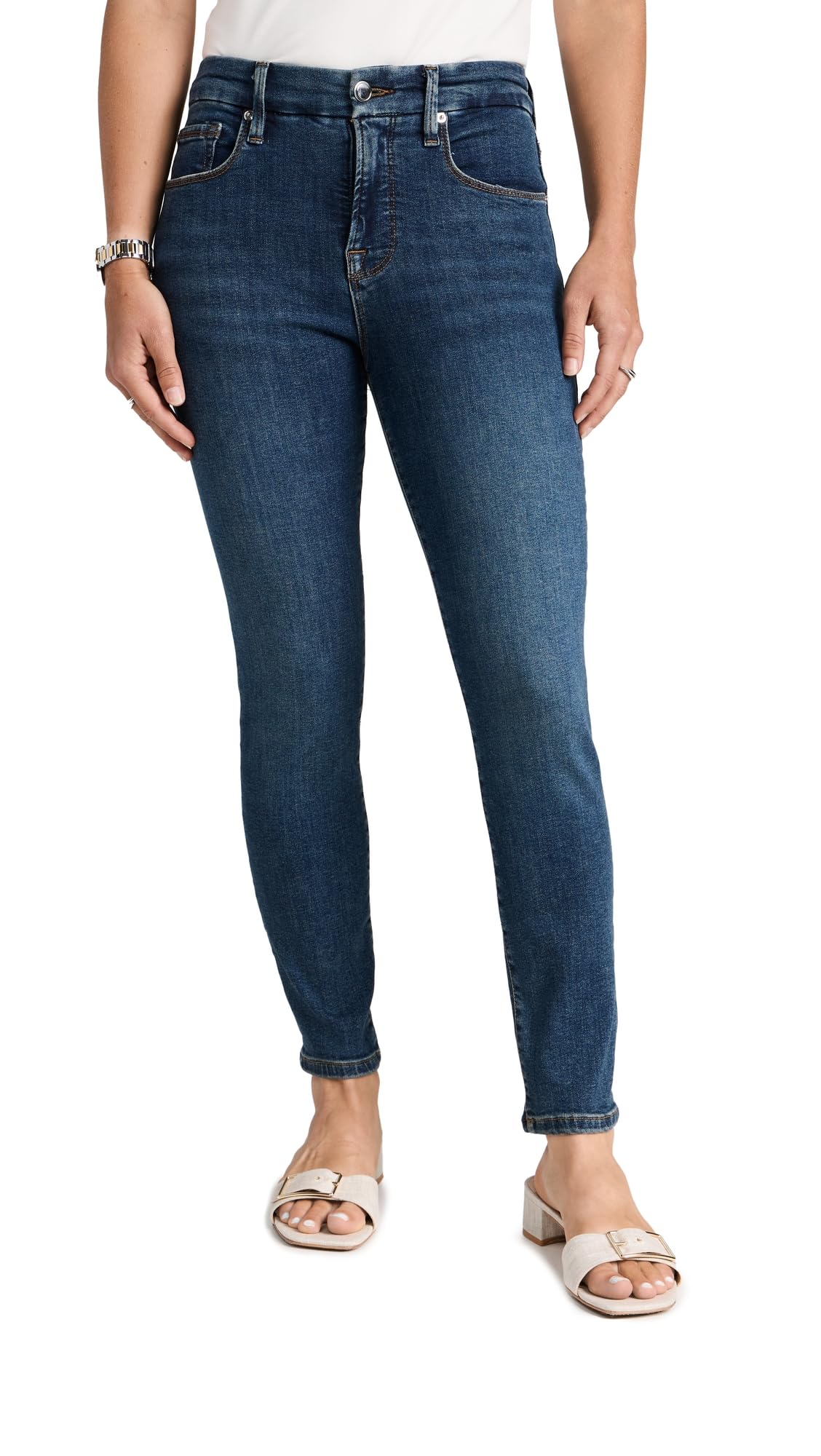 Good American Women's Good Petite Skinny Jeans - High Waist Stretch Denim Pants for Petite Women | Perfect for Work, Casual Wear & Night Out