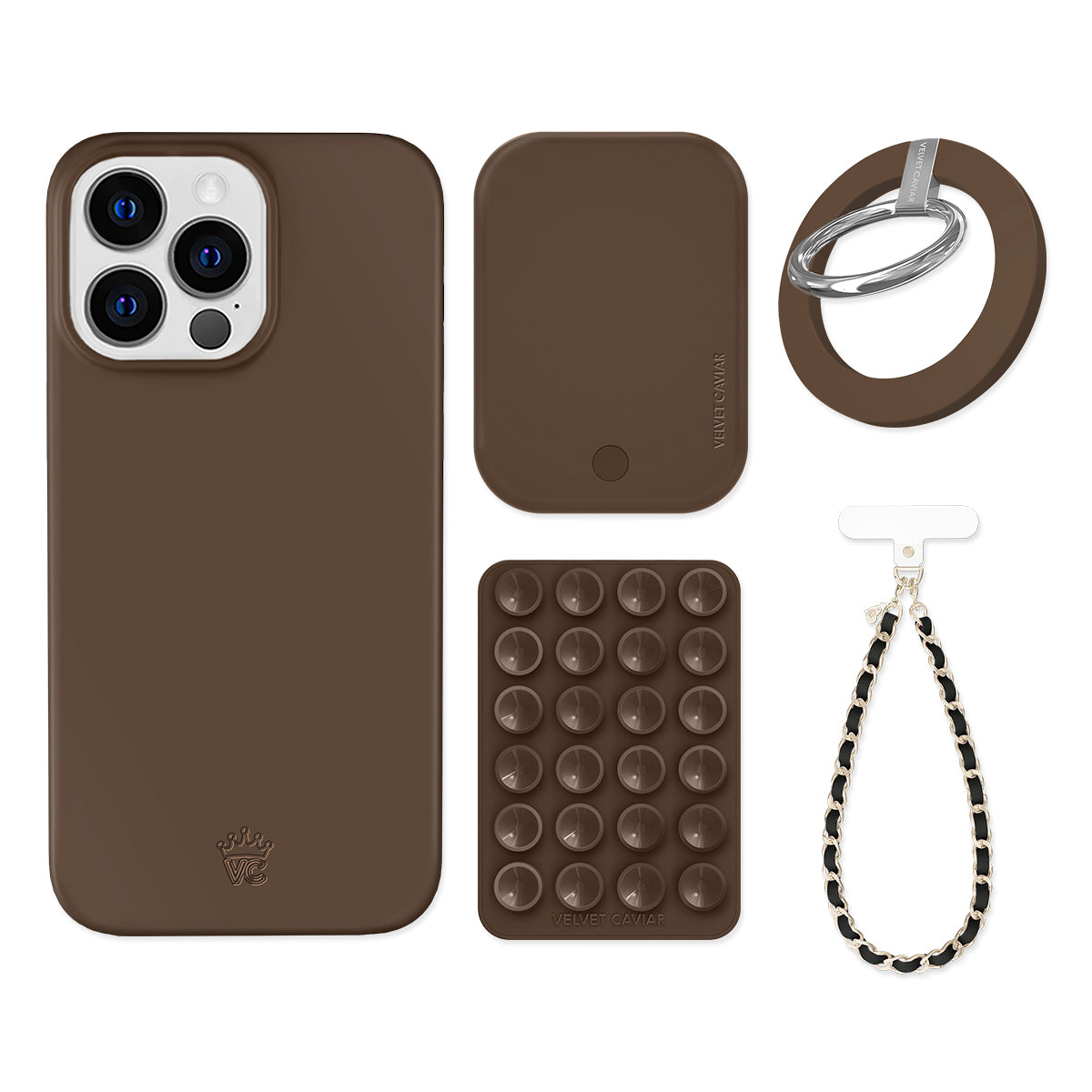Premium Espresso Brown iPhone Case with Grip - Anti-Slip Protective Cover for iPhone 13/14/15 Pro Max - Perfect for Work, Travel & Everyday Use