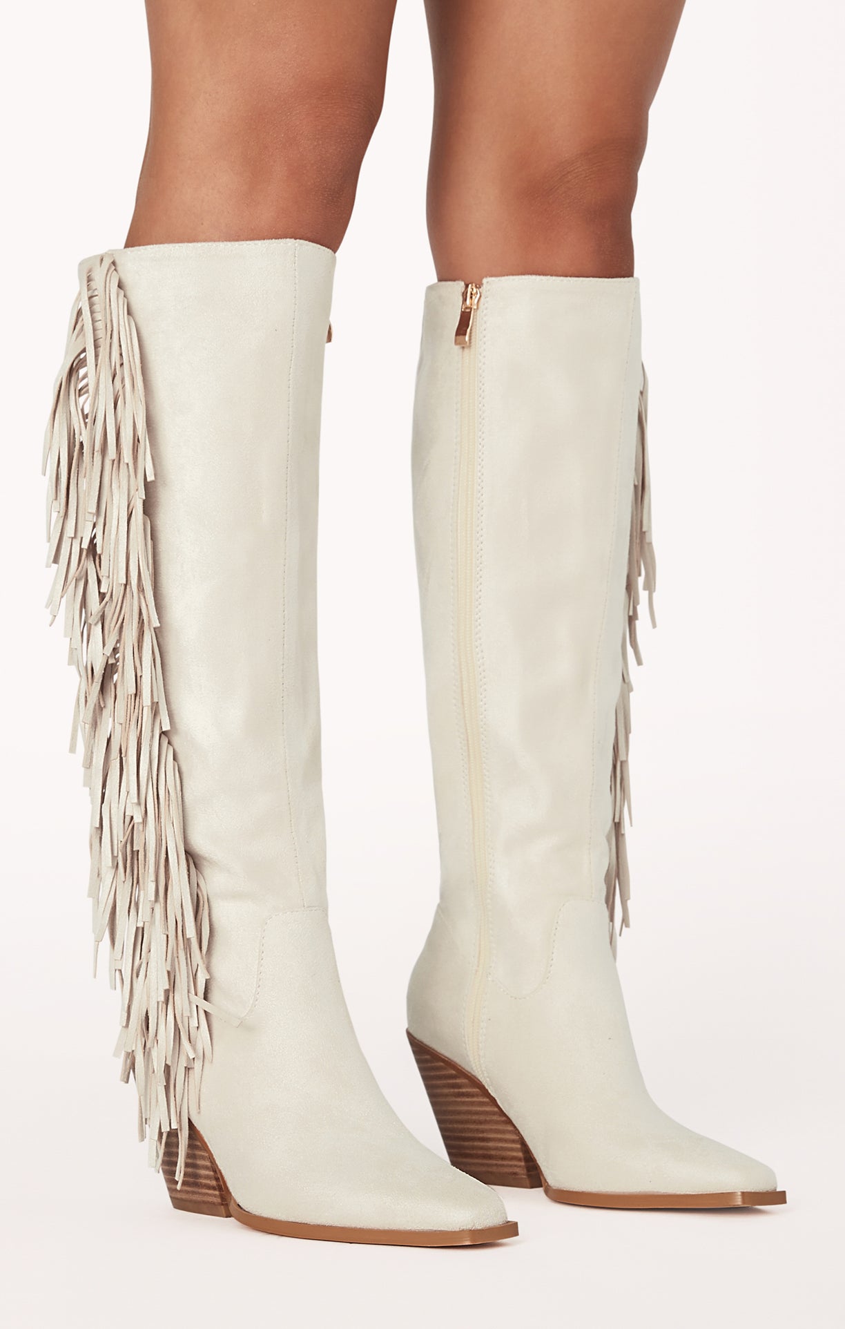 Billini Ceylan Fringe Boots in Cream Suede - Stylish Western Ankle Boots for Women, Perfect for Country Music Festivals & Boho Outfits