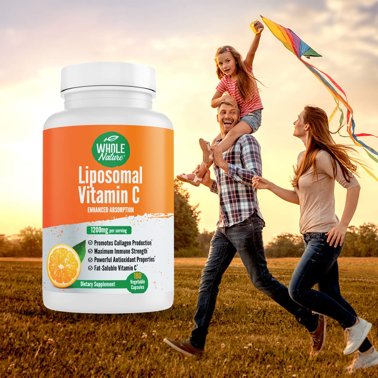 Liposomal Vitamin C 1200mg Supplement - 180 Vegan Capsules for High Absorption | Fat Soluble Vitamin C with Sunflower Lecithin | Maximum Strength Immune Support & Collagen Booster | Ideal for Daily Wellness & Skin Health