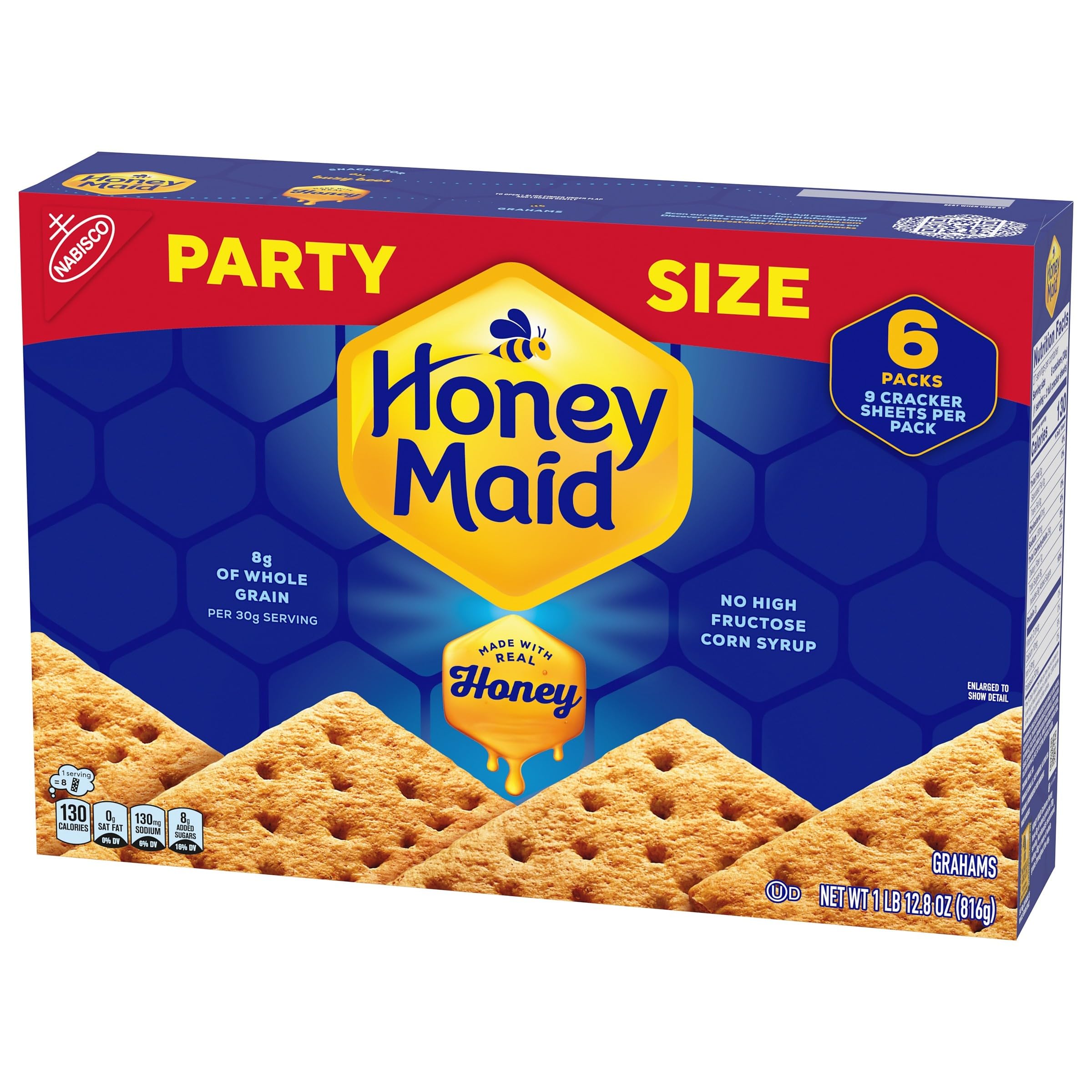 HONEY MAID Graham Crackers - Crunchy Honey Flavored Snacks for Lunch, School, Parties & Camping (28.8 oz Bulk Pack) | Perfect for S'mores, Desserts & Healthy Snacking