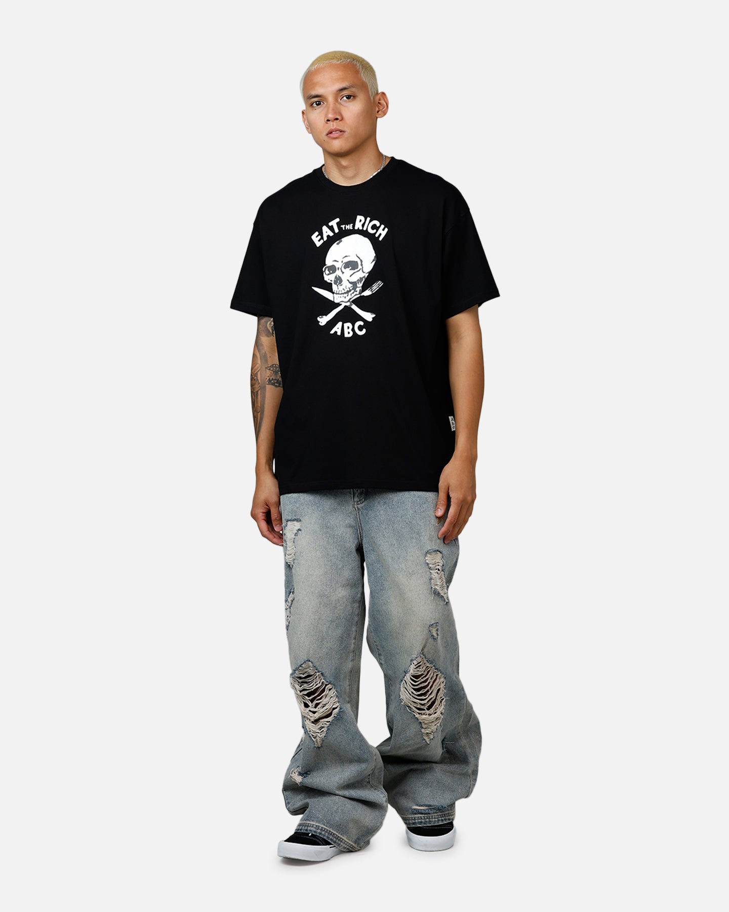 ABC Skull Graphic T-Shirt for Men & Women - Black Cotton Tee - Perfect for Halloween, Concerts & Streetwear Fashion