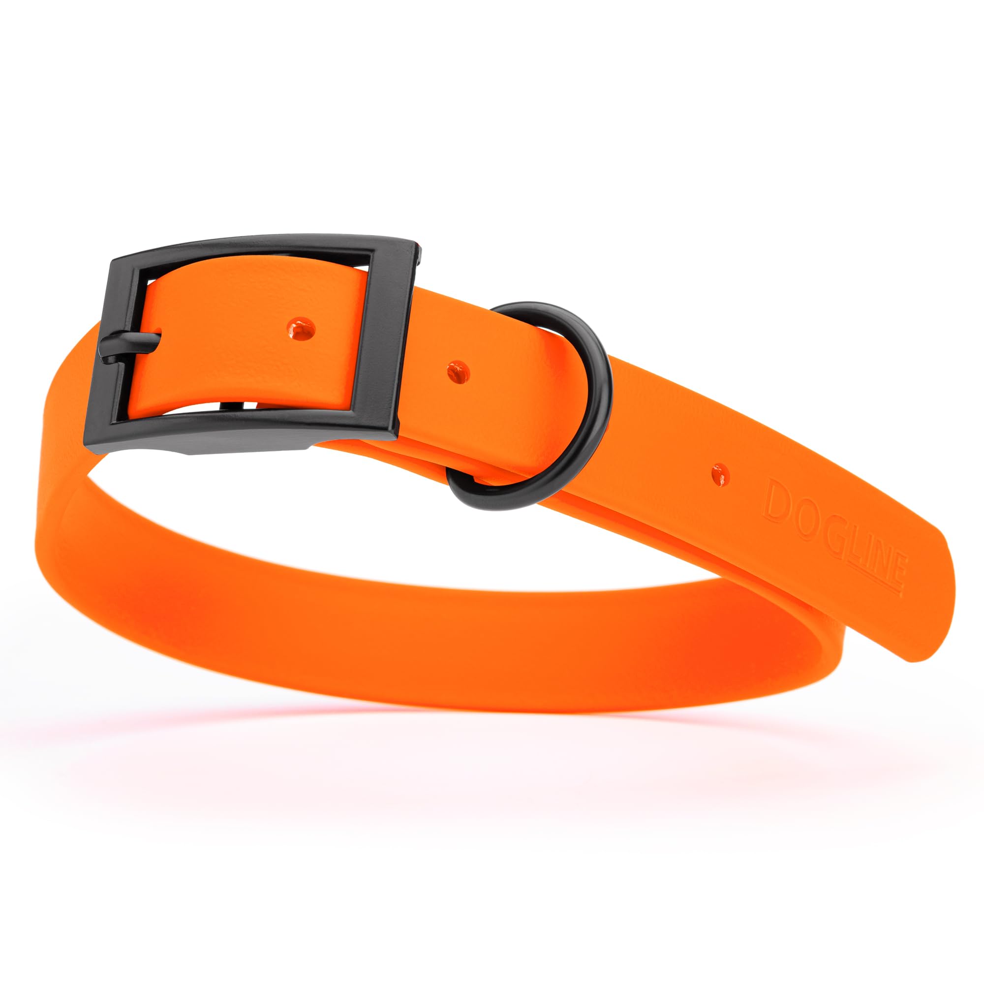 **Waterproof Biothane Dog Collar - Durable Coated Nylon Webbing with Black Hardware, Odor-Proof & Easy to Clean - Fits Small, Medium & Large Dogs (Hunter Orange) - Perfect for Outdoor Adventures, Hiking & Training**