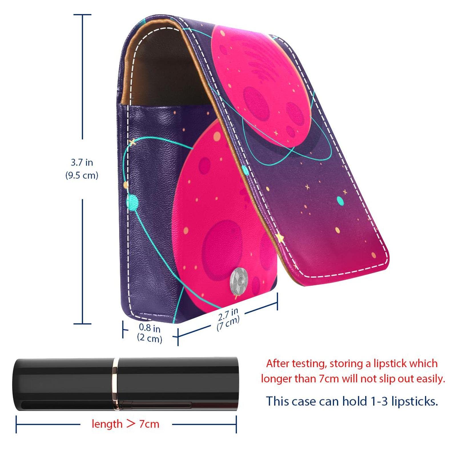 Pink Portable Lipstick Organizer with Mirror - Mini Makeup Bag Holds 3 Lipsticks for Women | Perfect for Travel, Purse & On-the-Go Touch-Ups
