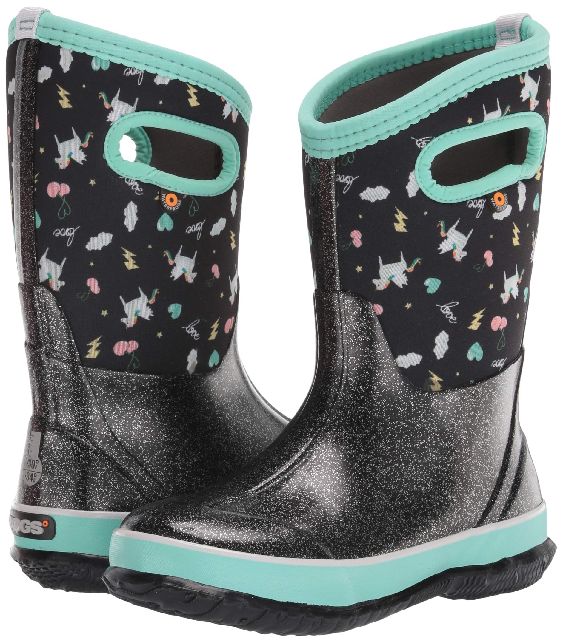 Bogs Kids Classic Flower Stripes Winter Snow Boots - Waterproof Insulated Cold Weather Boots for Girls & Boys - Perfect for Snow Play, Hiking & Outdoor Winter Activities