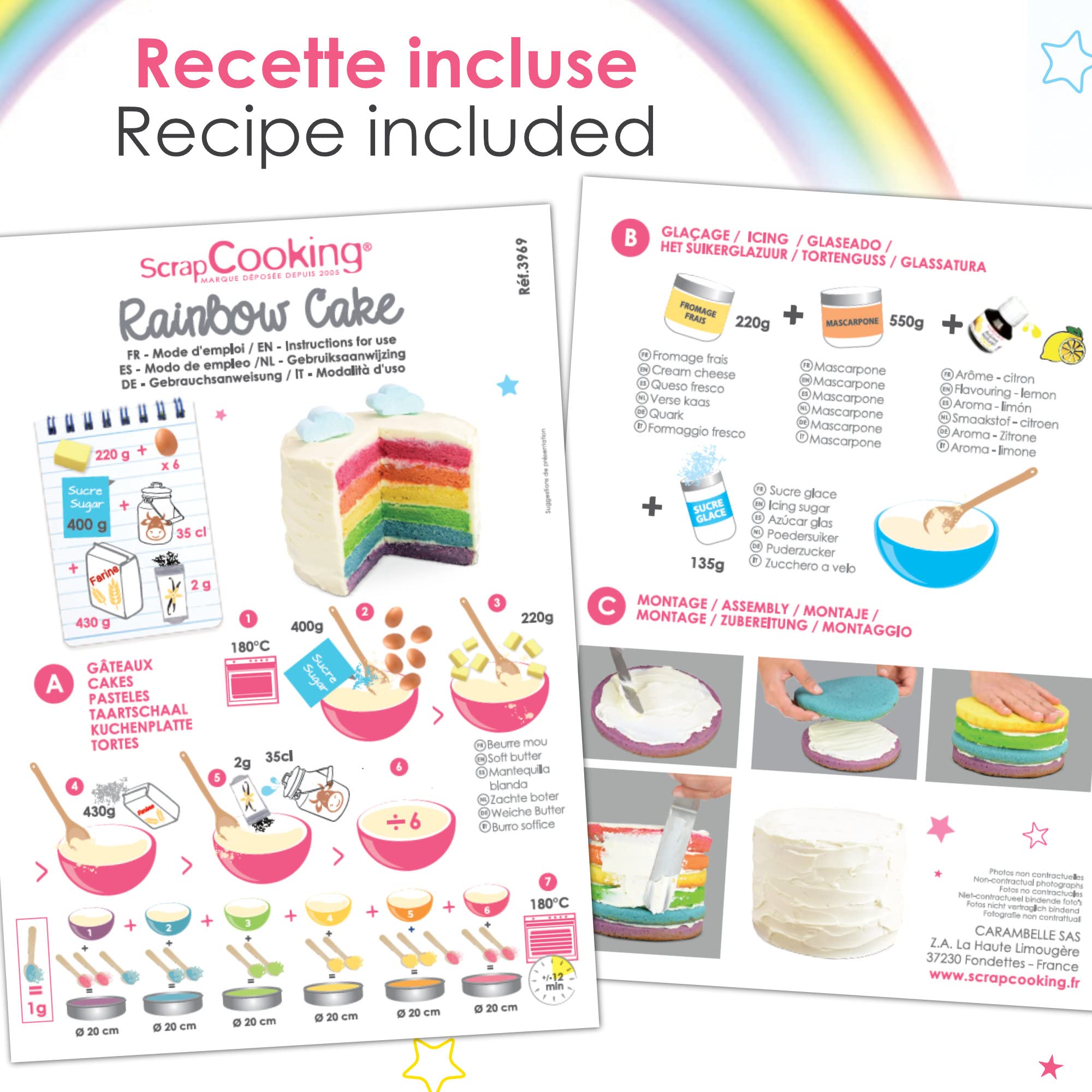 Rainbow Cake Kit - DIY Baking Kit for Kids & Adults - Fun Birthday Party Activity - Perfect for Home Baking & Celebrations