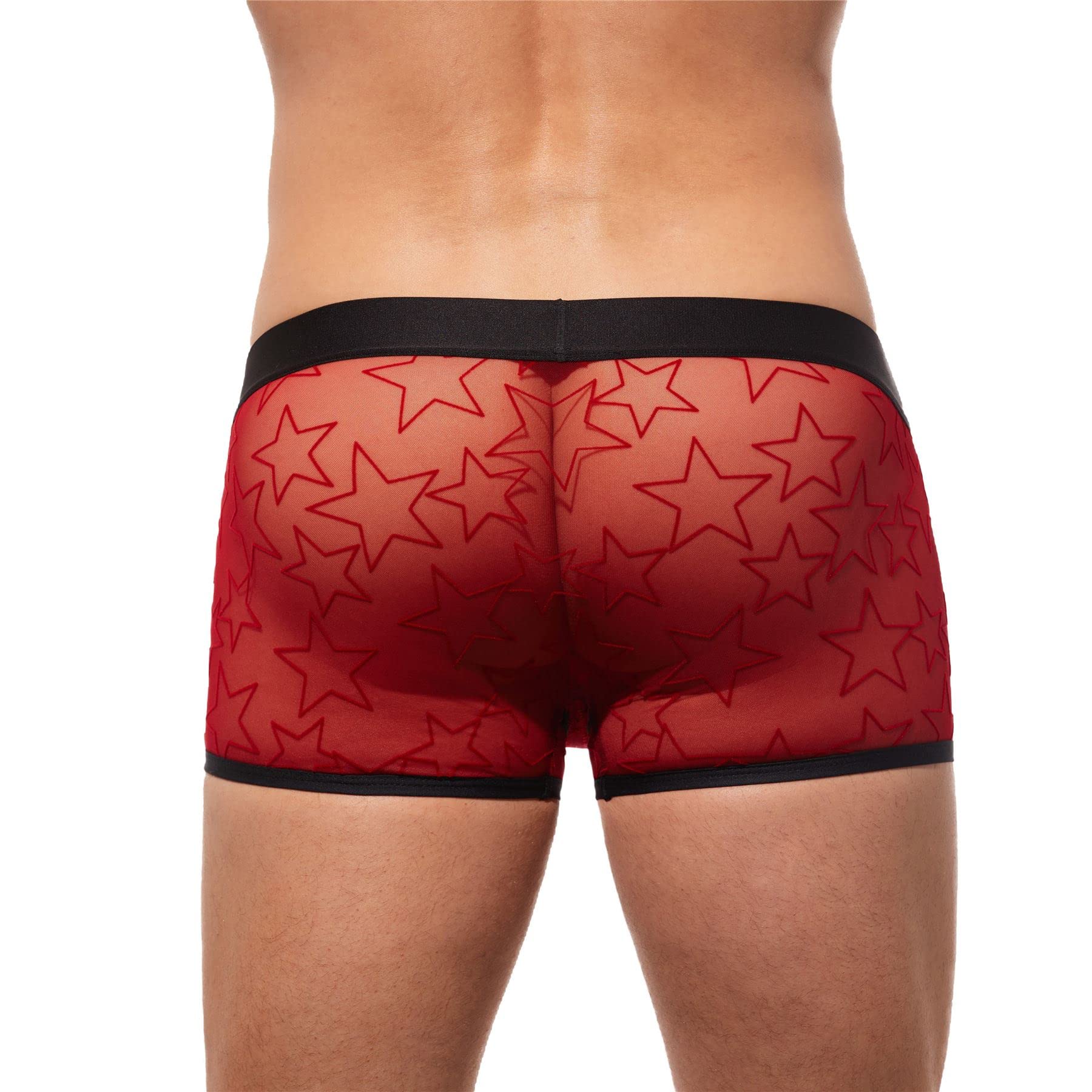 Men's Red Starr Boxer Briefs - Soft Cotton Underwear for Comfort & Support - Perfect for Workout, Lounge & Everyday Wear