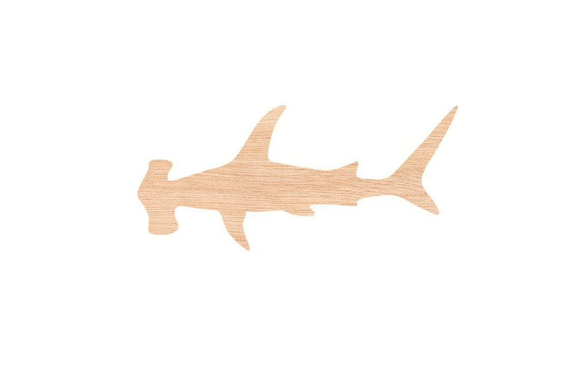Unfinished Wooden Hammerhead Shark Shape for DIY Crafts - Ocean & Nursery Decor - 1/8 Inch Thickness & Various Sizes - Perfect for Woodworking Projects, Kids' Room Decor, and Beach-Themed Parties