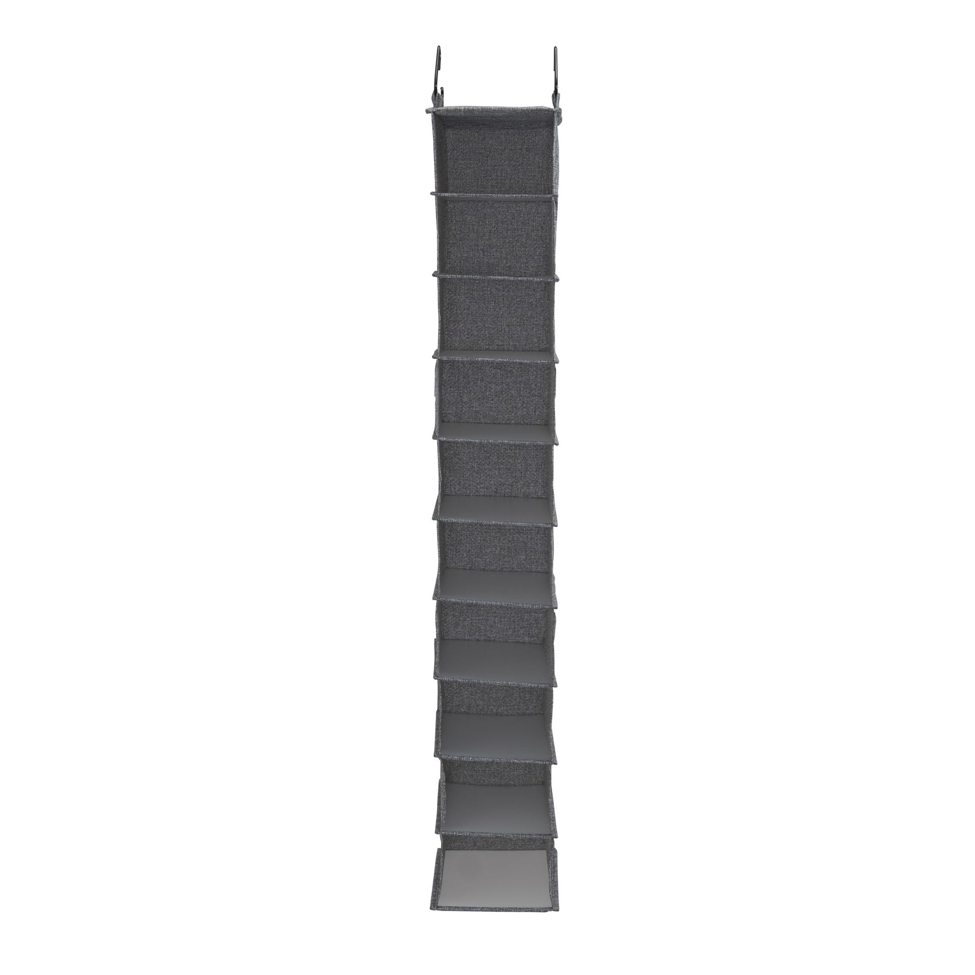 10-Pack Hanging Closet Organizer with Hooks - Space Saving Storage Shelf for Clothes, Shoes & Accessories - Durable Graphite Fabric - Perfect for Bedroom, Closet & Dorm Organization