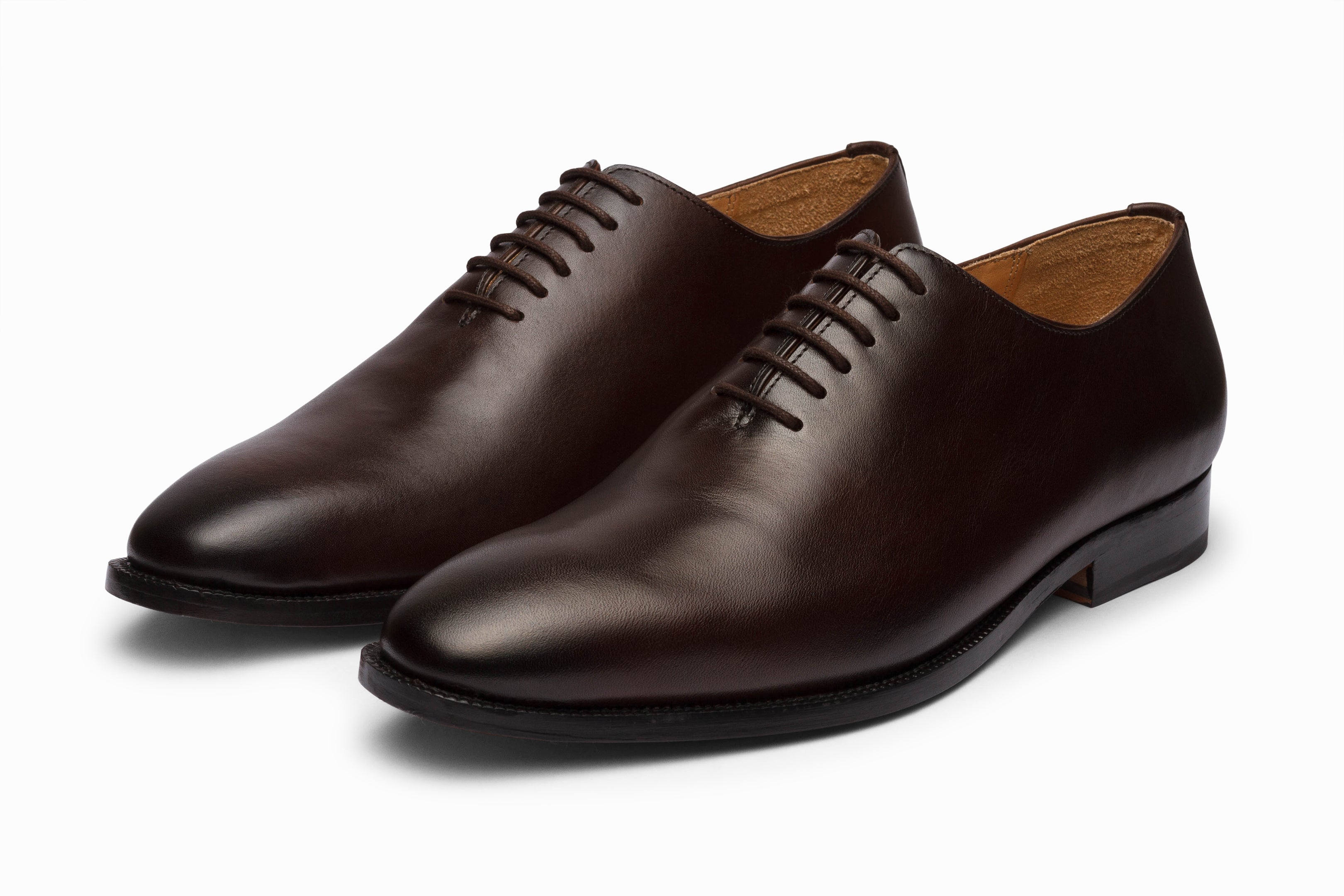 Premium Plain Wholecut Oxford Dress Shoes for Men - Classic Dark Brown Leather Formal Shoes for Business, Office & Wedding Occasions