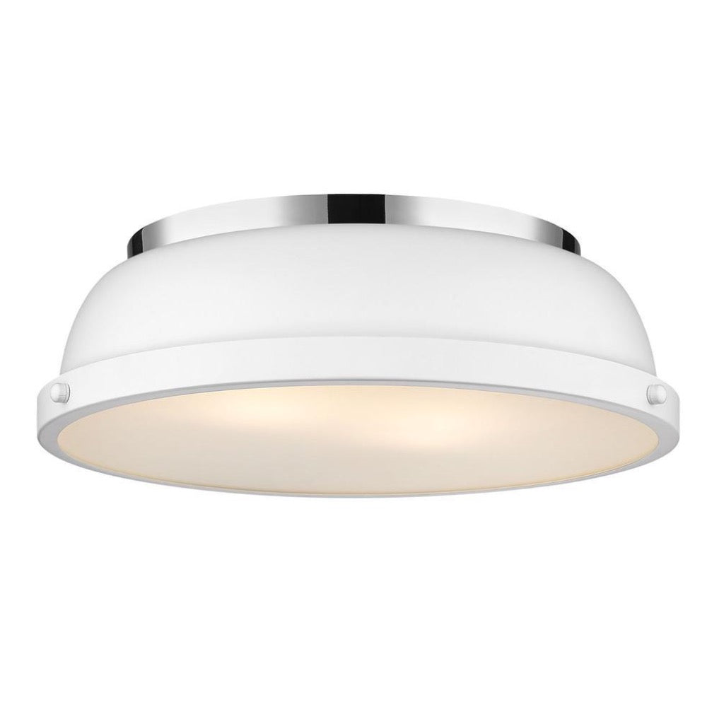 Elm 14 Inch Chrome Flush Mount Ceiling Light - Modern LED Fixture for Bedroom, Kitchen, Bathroom & Hallway Lighting