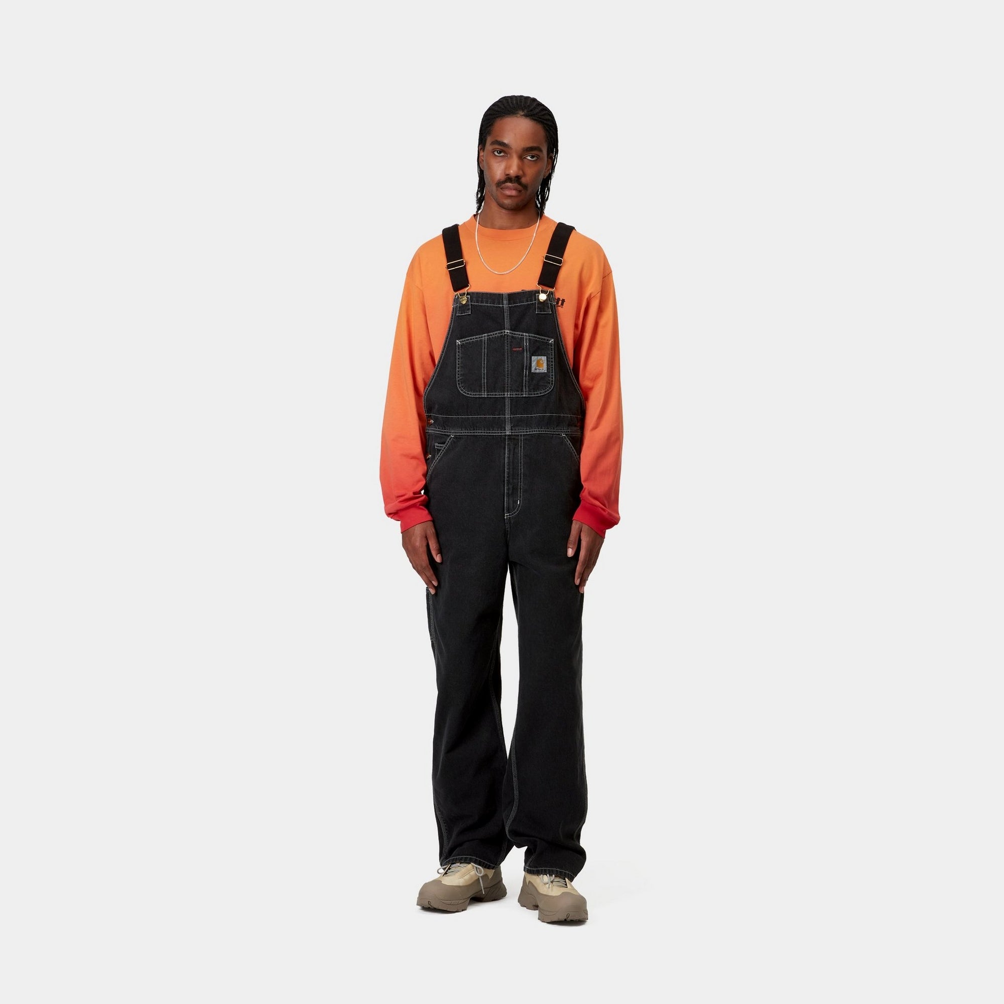 Men's Black Stone Washed Denim Bib Overalls - Durable Workwear for Farming, Construction & Outdoor Activities