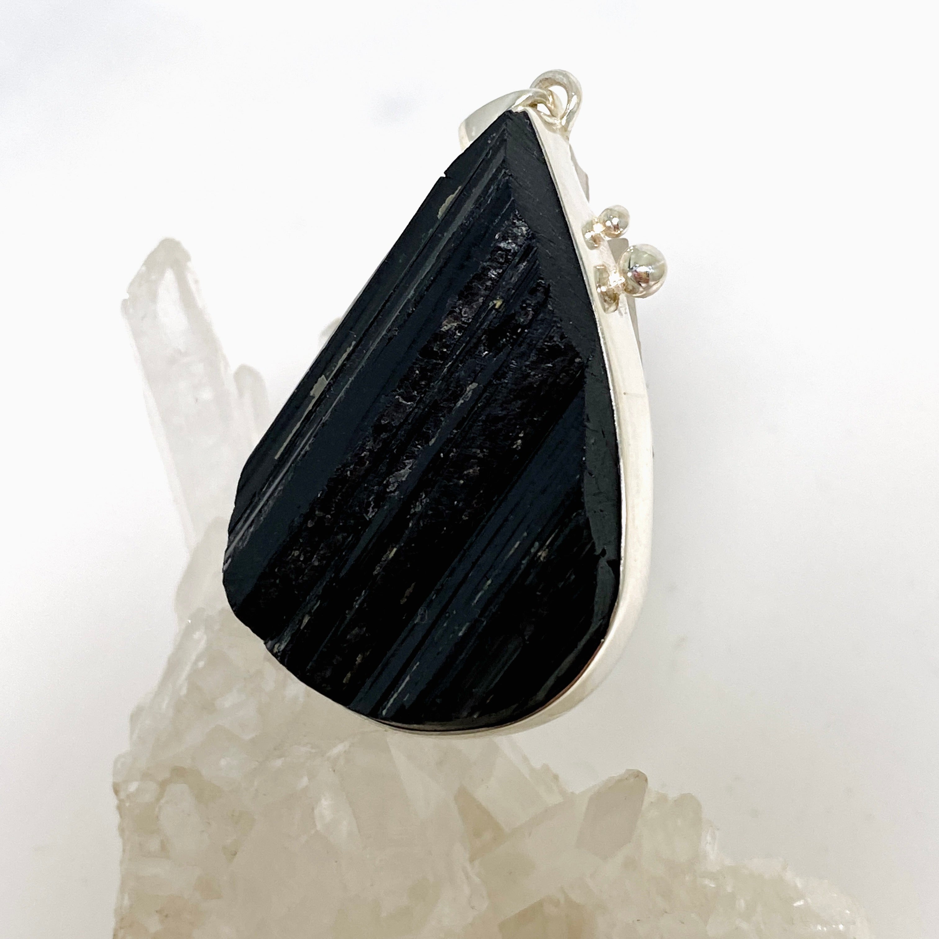 Black Tourmaline Teardrop Raw Pendant Necklace - Natural Gemstone Jewelry for Protection & Healing | Perfect for Meditation, Energy Cleansing & Spiritual Gifts KPGJ4599