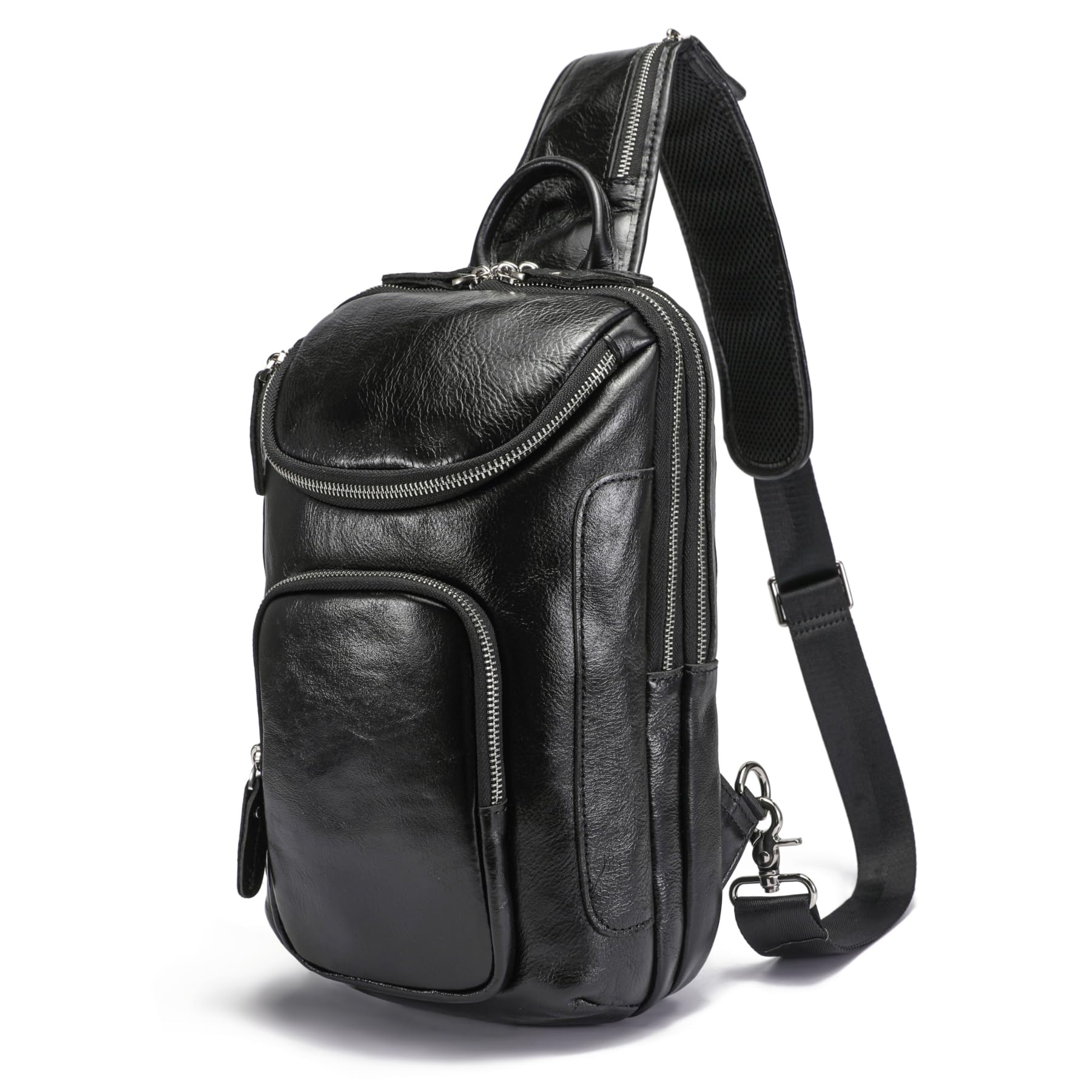 Vintage Full Grain Leather Sling Bag - Crossbody Chest Daypack for Men & Women - Durable & Stylish for Travel, Hiking, and Everyday Use