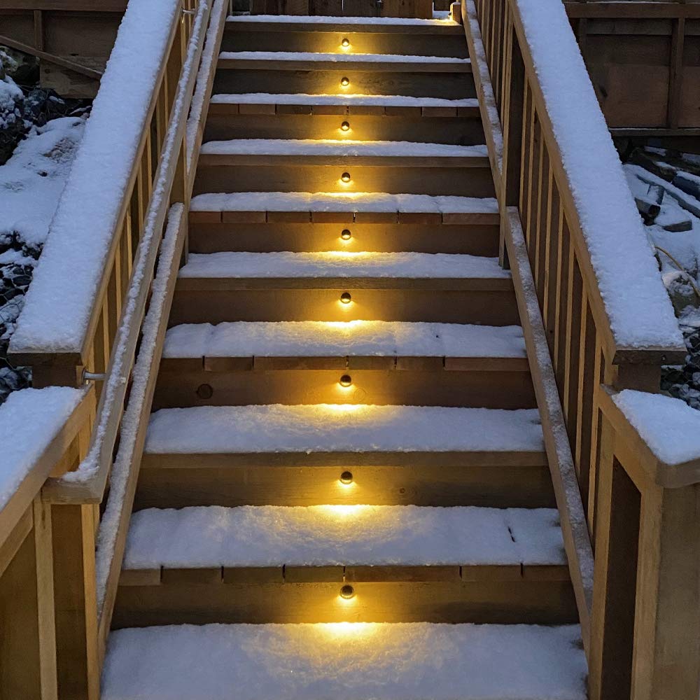 FVTLED 6-Pack Warm White LED Deck Lights Kit - Φ1.38 Inch Outdoor Garden & Yard Lighting, Recessed Pathway Step Lights for Patio, Stairs, Walkway (Black)