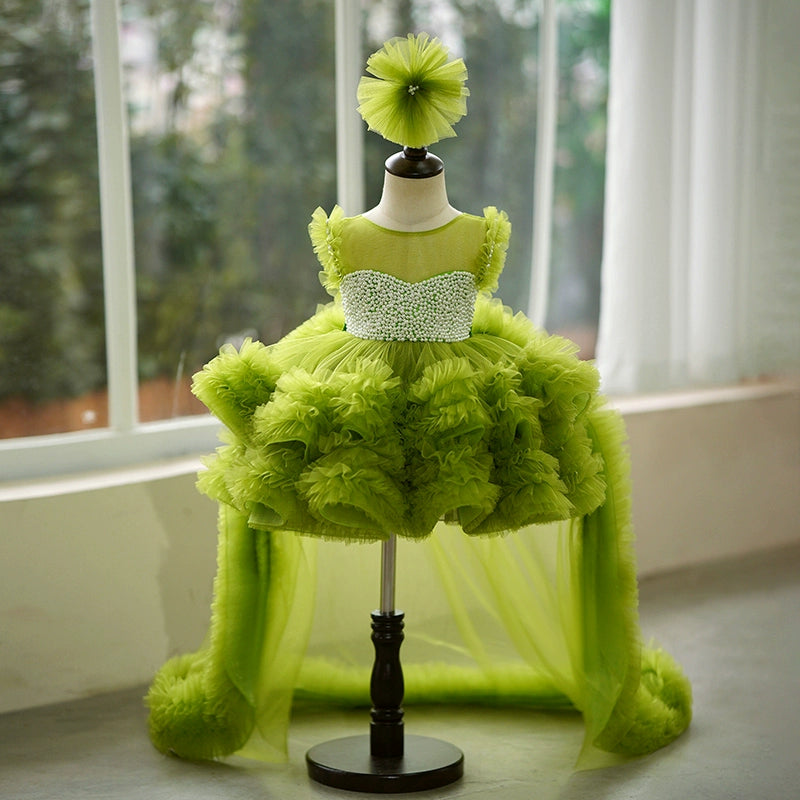 Elegant Green Sequin Sleeveless Princess Dress for Baby Girls | Toddler Birthday Party & Beauty Pageant Gown | Perfect for Special Occasions, Photo Shoots & Pageant Events