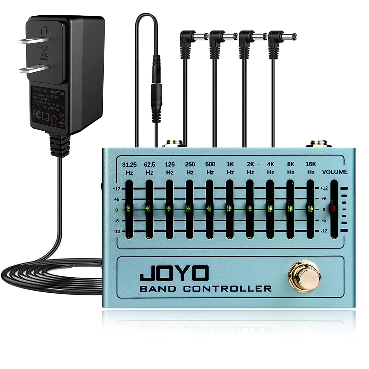 JOYO R-12 EQ 10-Band Equalizer Pedal for Guitar with DC 9V Power Supply (800mA-1A) - Professional Audio Effects Pedal for Live Performance & Studio Recording
