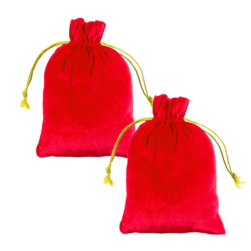 2-Piece Velvet Potli Bags Set for Wedding Return Gifts - Elegant Jewelry Pouch for Women | Perfect for Bridal Accessories, Indian Ceremonies & Special Occasions
