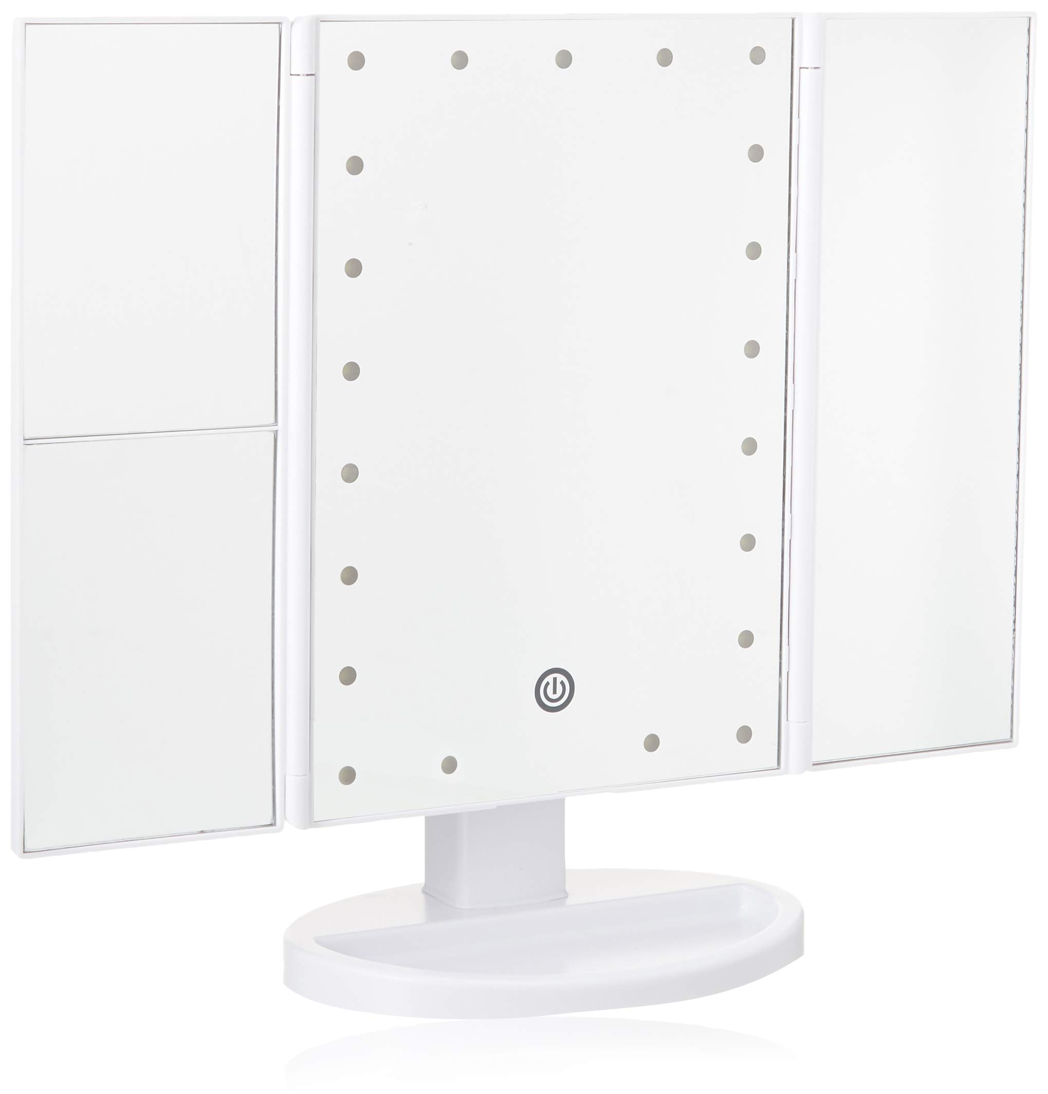 TriFold LED Vanity Makeup Mirror with Touch Screen - 21 Bright LEDs, 180° Adjustable Stand, 1x/2x/3x Magnification, USB/Battery Powered - Perfect for Home Makeup, Salon, Travel & Gift