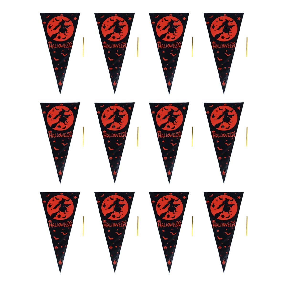 EXCEART 150pcs Halloween Party Favor Bags - Witch Design Cone Bags for Candy, Lollipops, Sweets, Dried Fruit & Snacks | Perfect for Trick-or-Treating, Halloween Parties & Classroom Treats