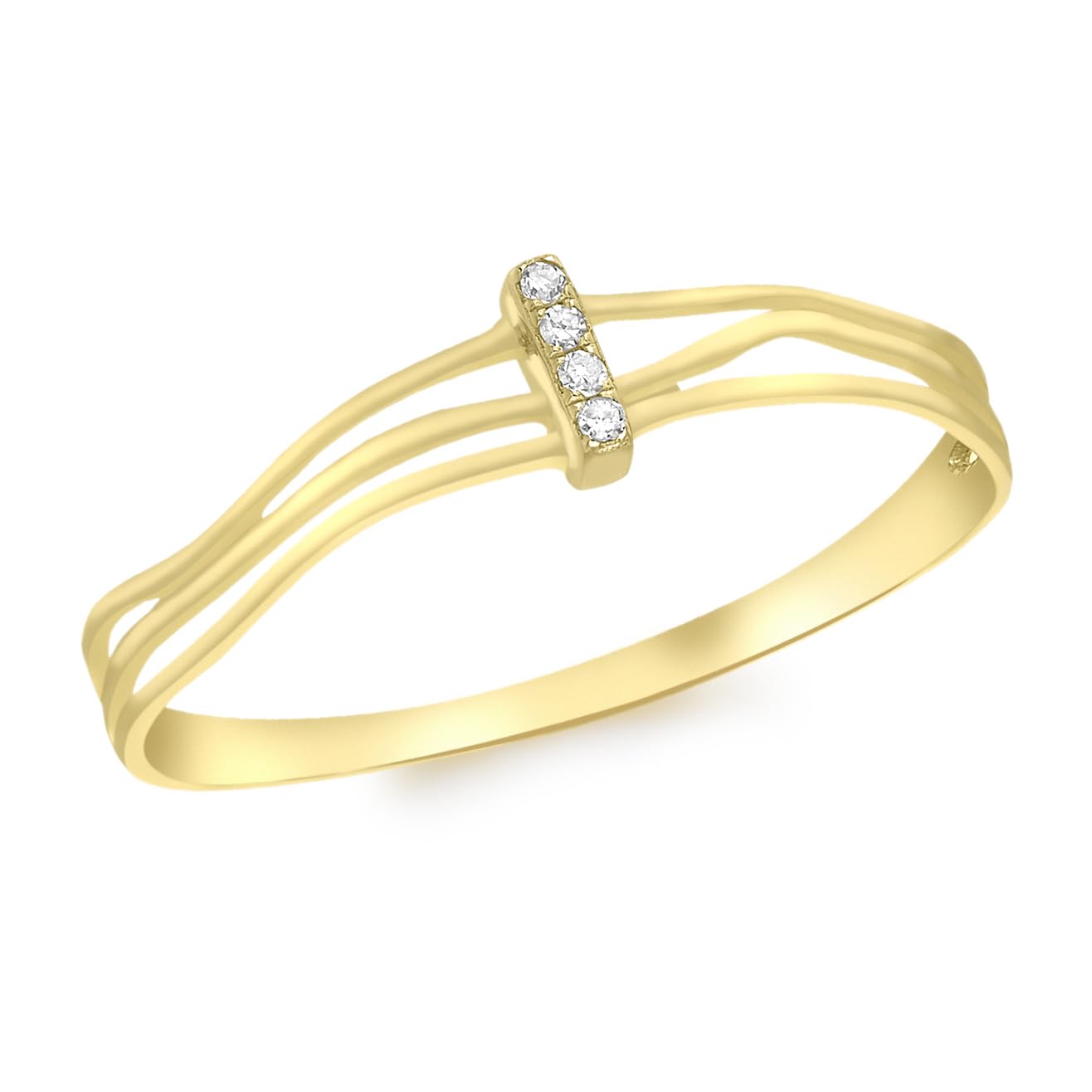 Carissima 9ct Yellow Gold Diamond Triple Wave Ring for Women - Elegant Stackable Jewelry for Weddings, Anniversaries & Special Occasions