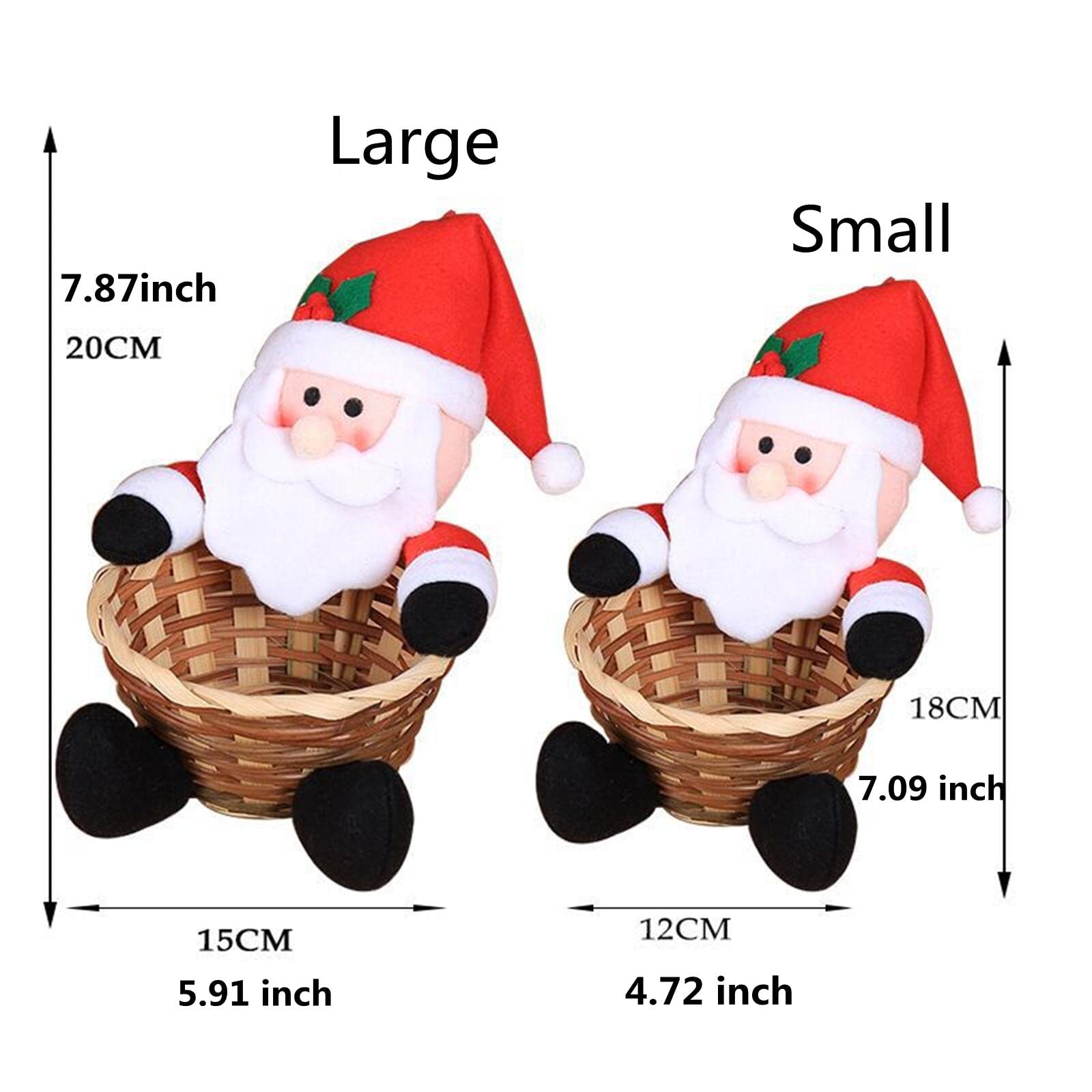 Handmade Christmas Santa Claus Candy Basket - Xmas Table Decor, Snowman Candy Holder (5.91 x 7.87 Inch) - Perfect for Holiday Parties, Gift Exchange & Festive Home Decor