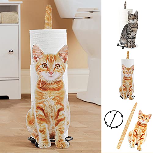 Creative Cat Shaped Toilet Paper Holder - Metal Wall Mounted Bathroom Tissue Roll Storage Rack with Adorable Kitten Design - Perfect Gift for Cat Lovers - Ideal for Bathroom, Kitchen, RV & Pet-Friendly Home Decor