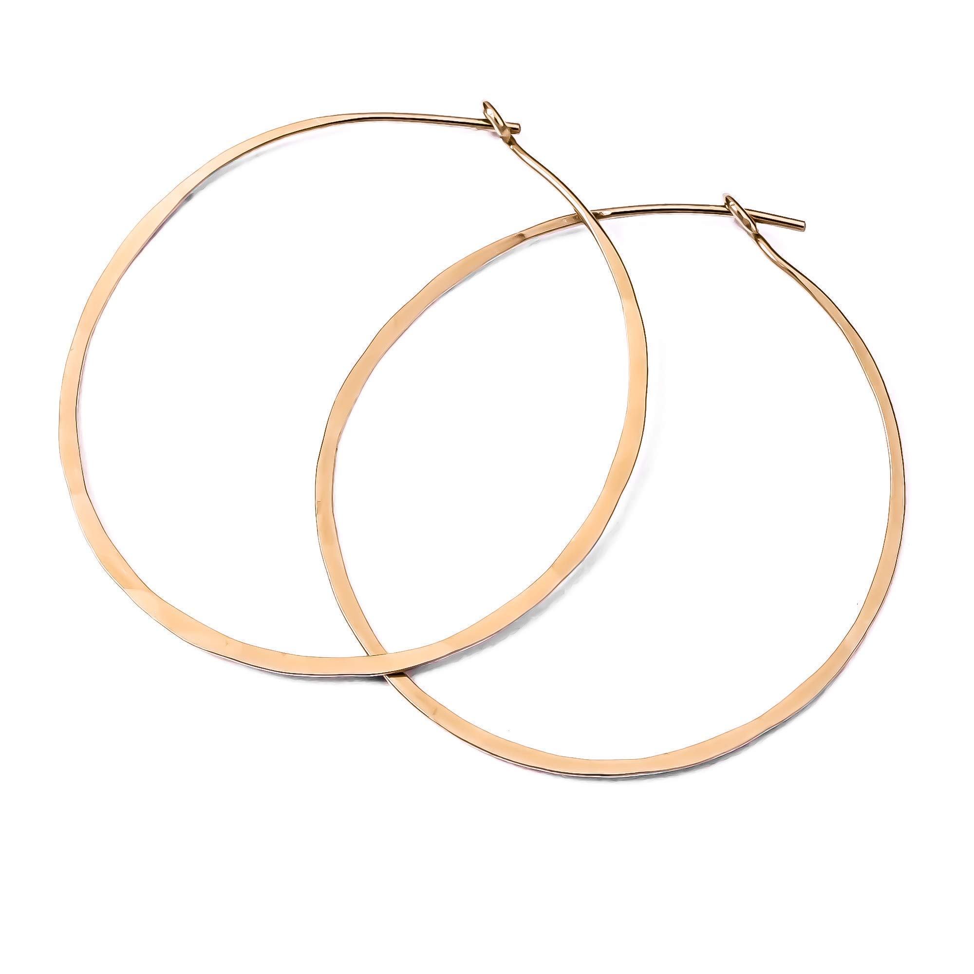 Lotus Stone Jewelry Thin Hammered Hoop Earrings for Women - Elegant Geometric Solid Sterling Silver, Gold Filled & Rose Gold Filled Dangle Earrings | Perfect for Everyday Wear, Date Nights & Special Occasions (Rose Gold, Large Hoop)