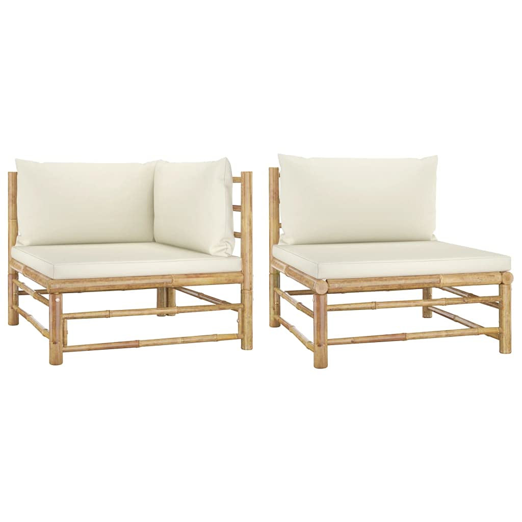 2-Piece Outdoor Patio Furniture Set - Waterproof Bamboo Sectional Sofa with Cushions for Garden, Lawn, Poolside & Backyard Relaxation