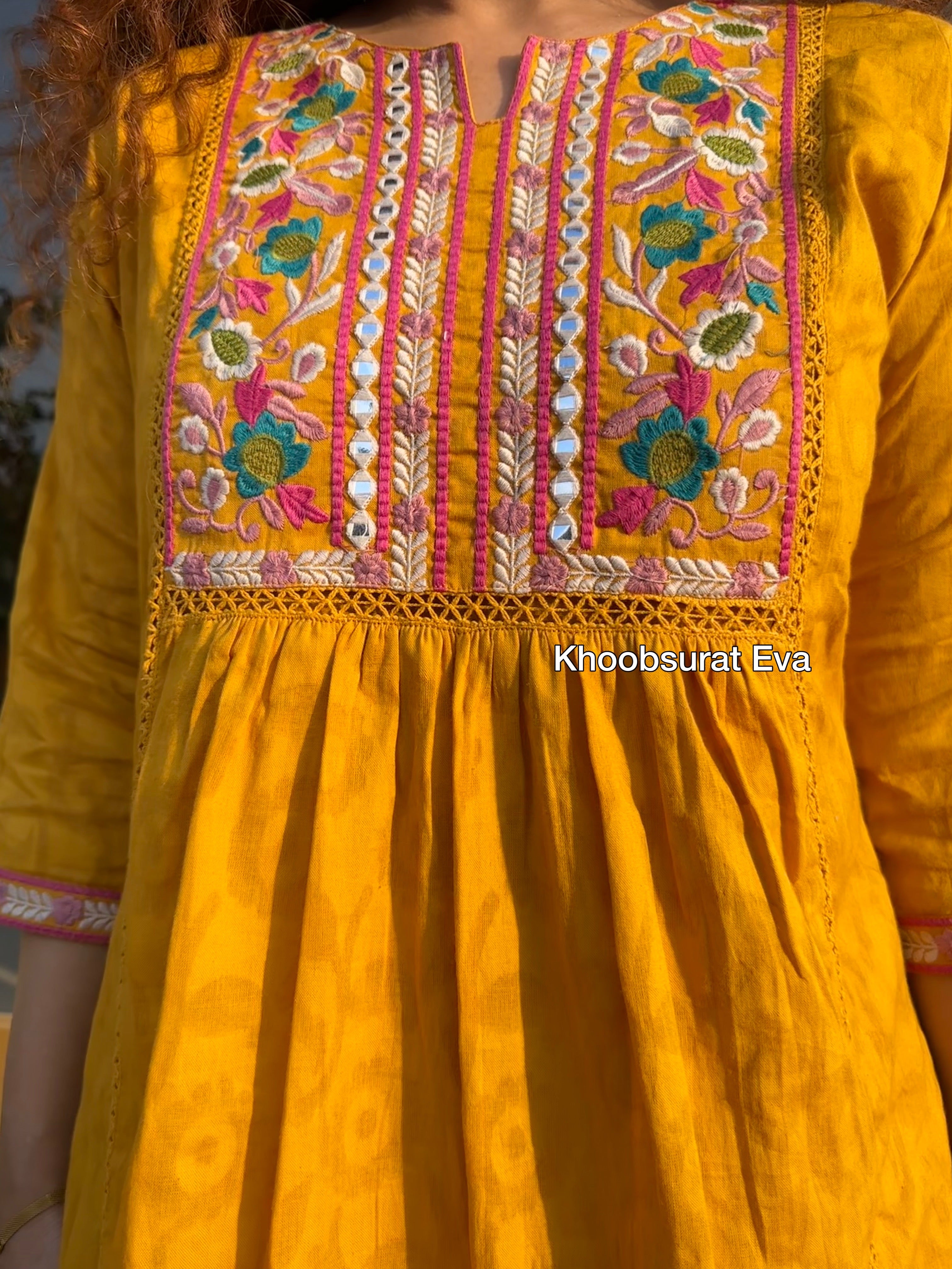 Stylish Yellow Embroidered Cotton Coord Set for Women - Perfect for Summer Outfits, Beach Vacations & Casual Wear
