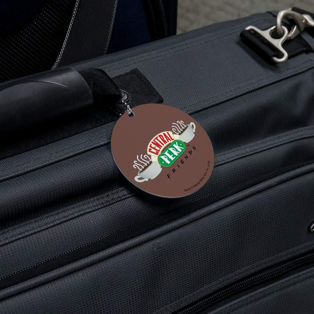 Friends TV Show Central Perk Logo Round Luggage ID Tag - Durable Suitcase & Carry-On Baggage Identifier - Perfect for Travel, Vacation & Gift for Friends Fans