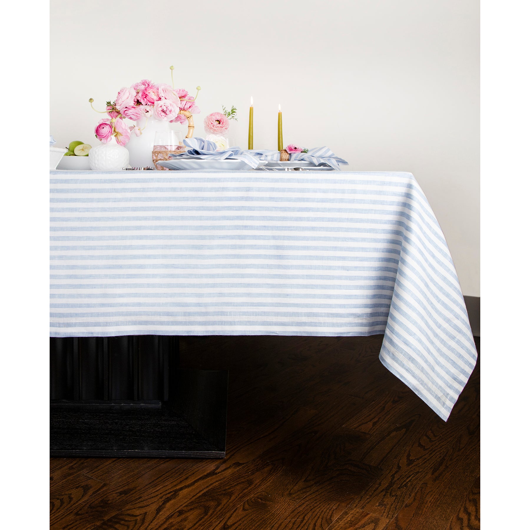 Amalfi Stripe Tablecloth - Waterproof & Stain-Resistant Round Table Cover for Outdoor Dining, Picnics, and Party Decor
