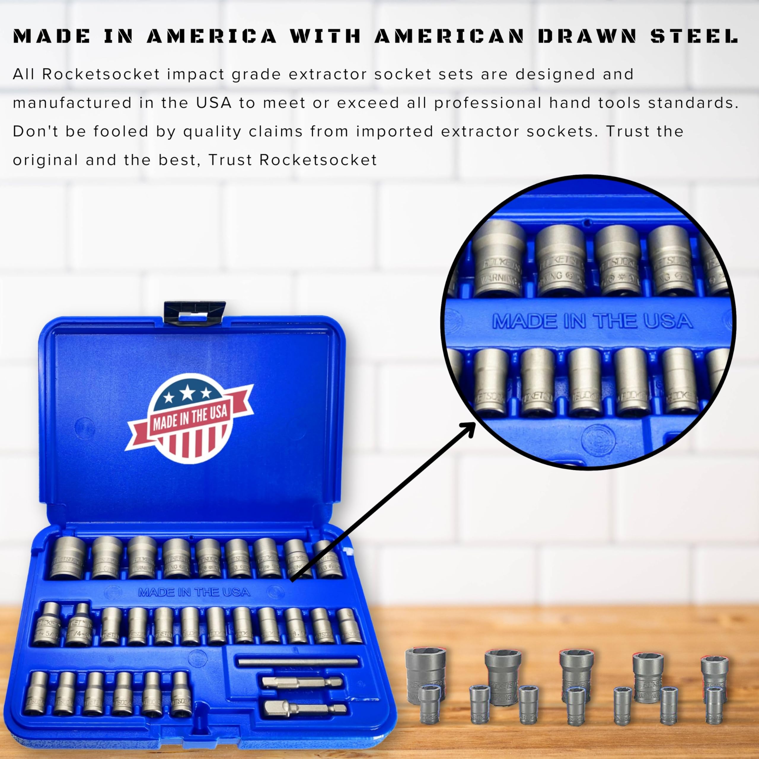 30-Piece Extraction Socket Tool Set - High-Quality USA-Made Steel - ¼” & ⅜” Drive Impact Grade Bolt & Nut Remover Kit - Turbo Sockets for Stripped, Rounded, Frozen Bolts - Perfect for Automotive Repair, Machinery Maintenance & DIY Projects