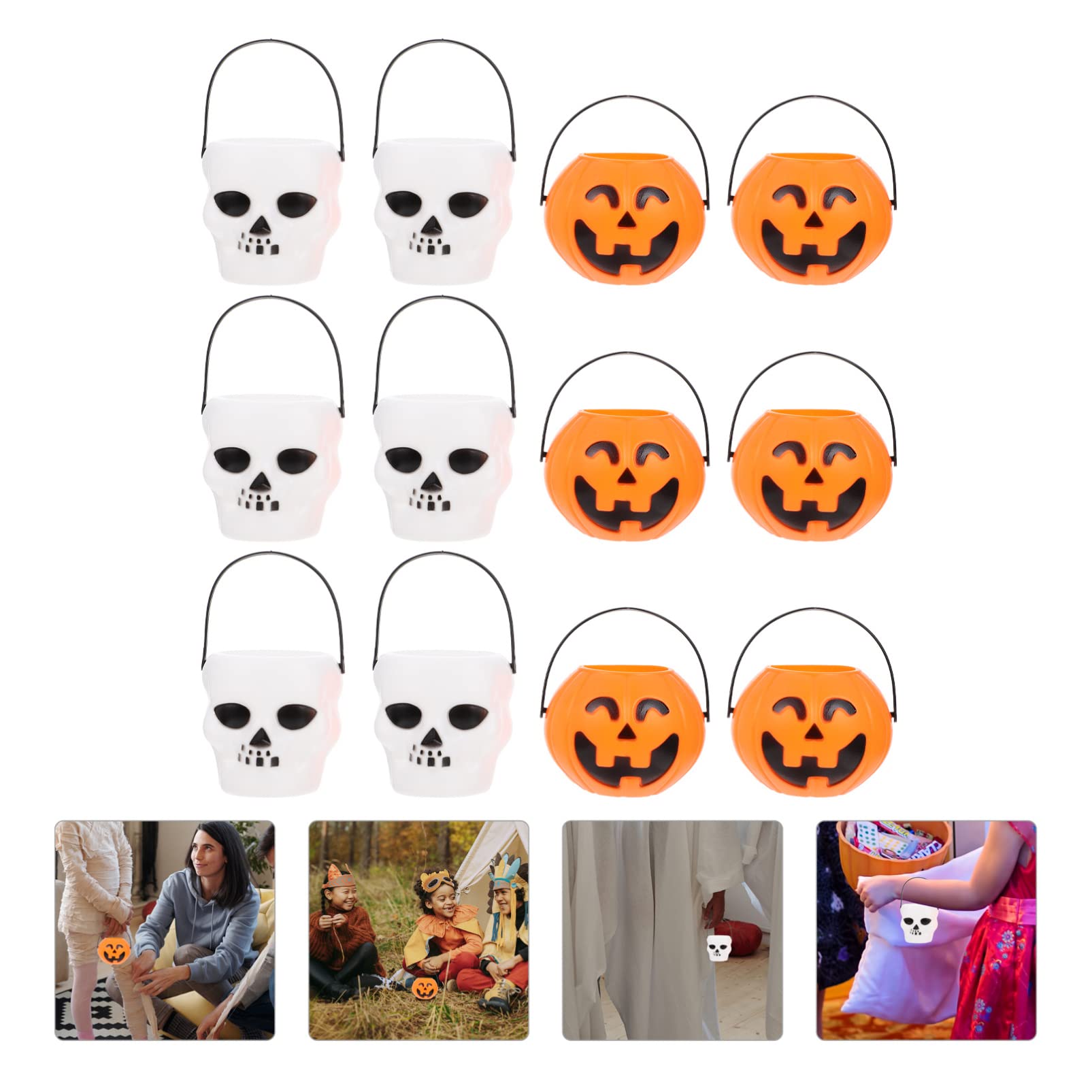 Yardwe 12-Piece Halloween Candy Buckets - Pumpkin Shaped Trick or Treat Containers for Kids, Halloween Party Decor & Snack Holders | Perfect for Trick-or-Treating, Classroom Parties & Spooky Home Decor