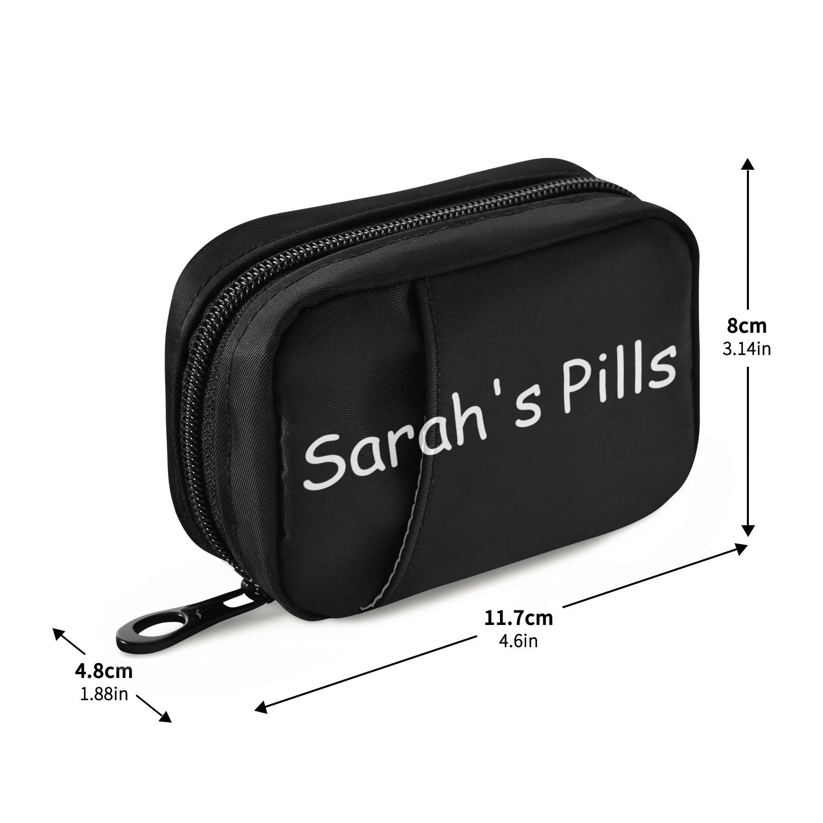 7-Day Travel Pill Organizer with Name Box - Portable Weekly Vitamin Supplement Holder, Compact Size (4.6 x 3.14 x 1.88 Inches) - Perfect for Daily Medication, Travel & Elderly Care - White