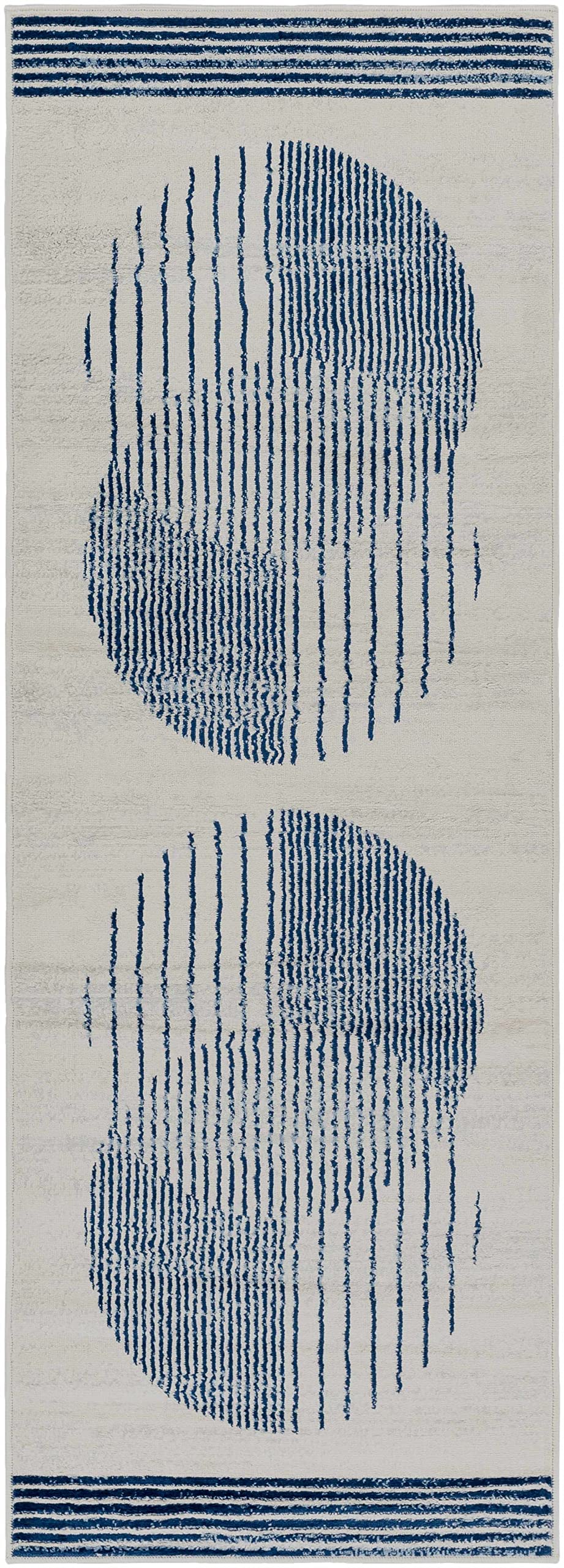 Hauteloom Usra Modern Area Rug for Living Room & Bedroom - Blue, Gray, Silver Round Rug 6'7